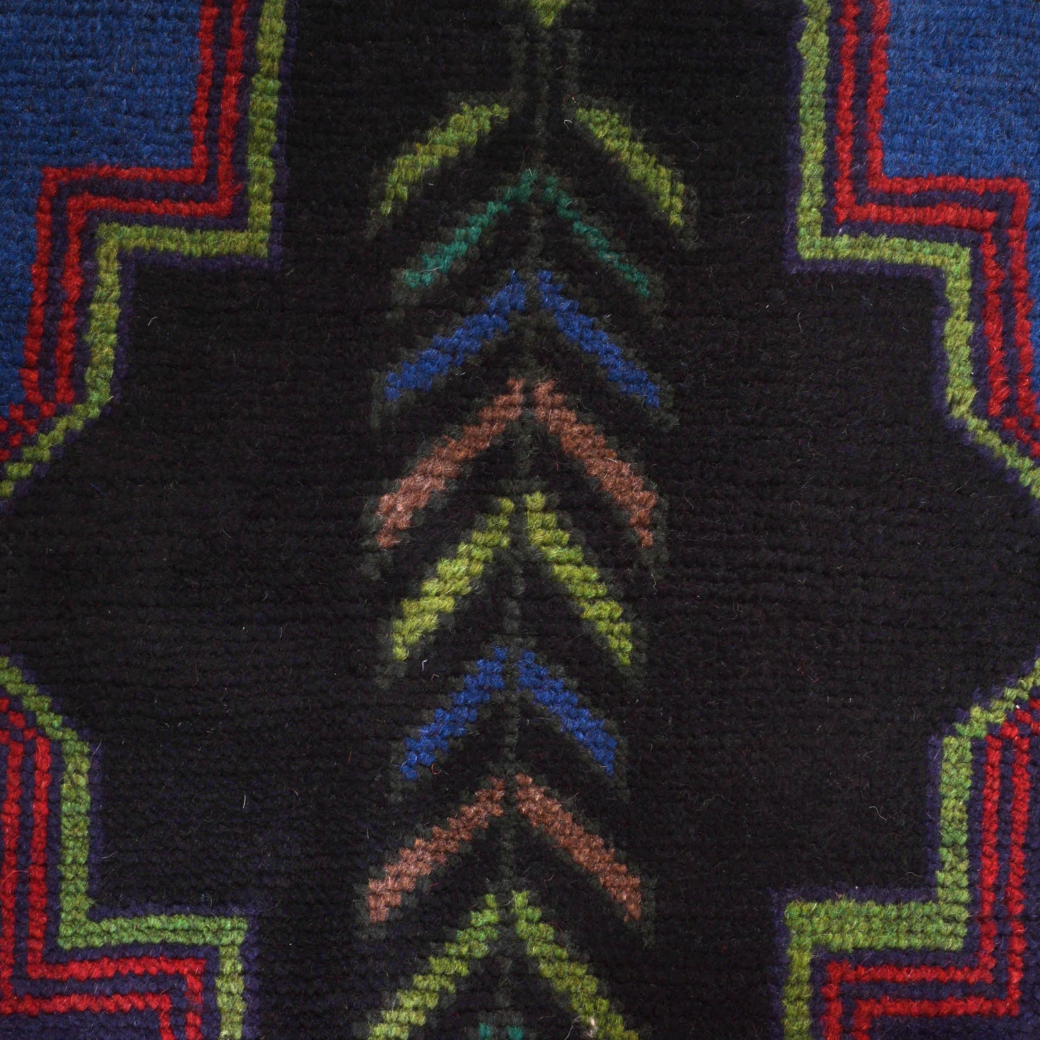 Baluchi Rug Handmade Black Geometric 4x6 ft