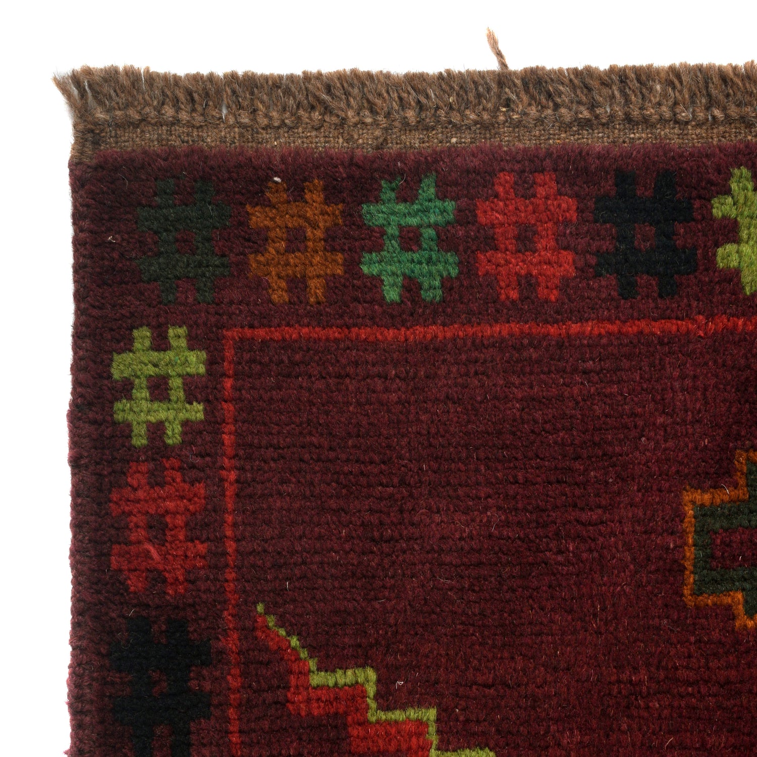 Baluchi Rug Handmade Dark Purple Geometric 4x6 ft