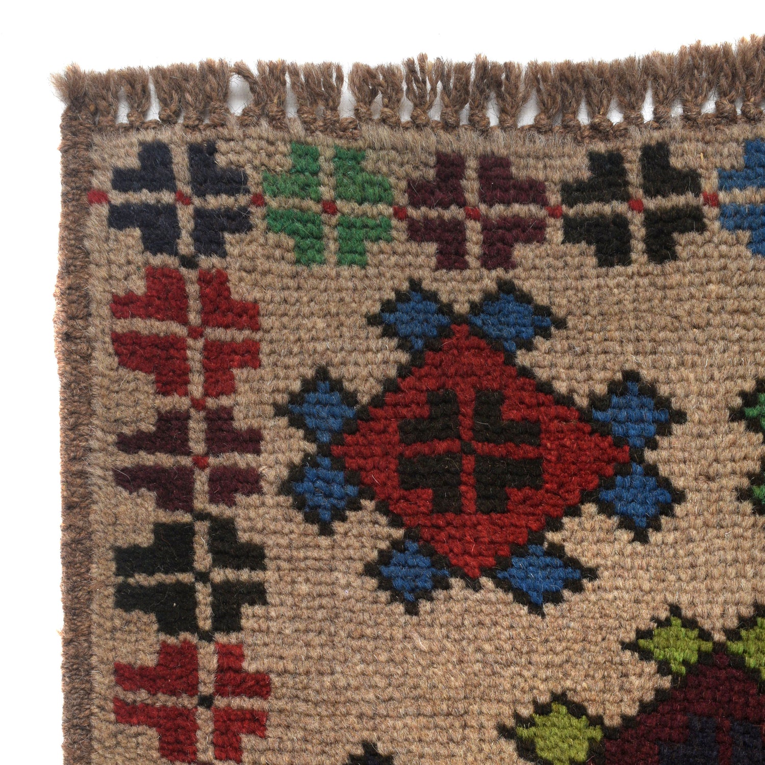 Baluchi Rug Handmade Tan Geometric 4x6 ft