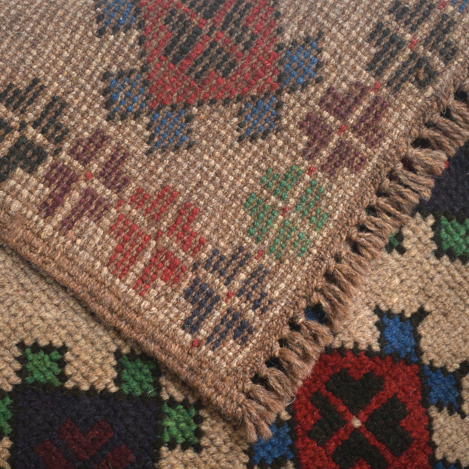 Baluchi Rug Handmade Tan Geometric 4x6 ft