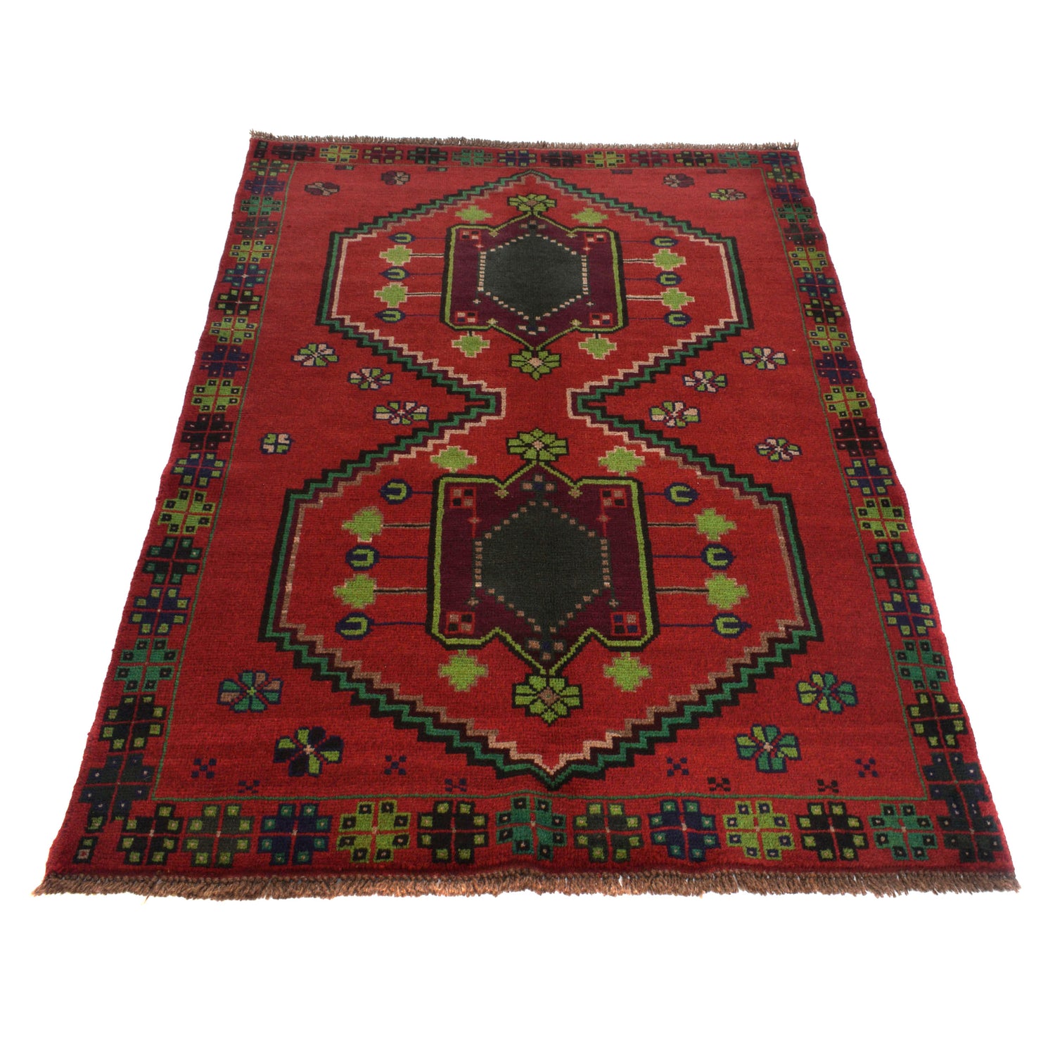 Baluchi Rug Handmade Red Geometric 4x6 ft