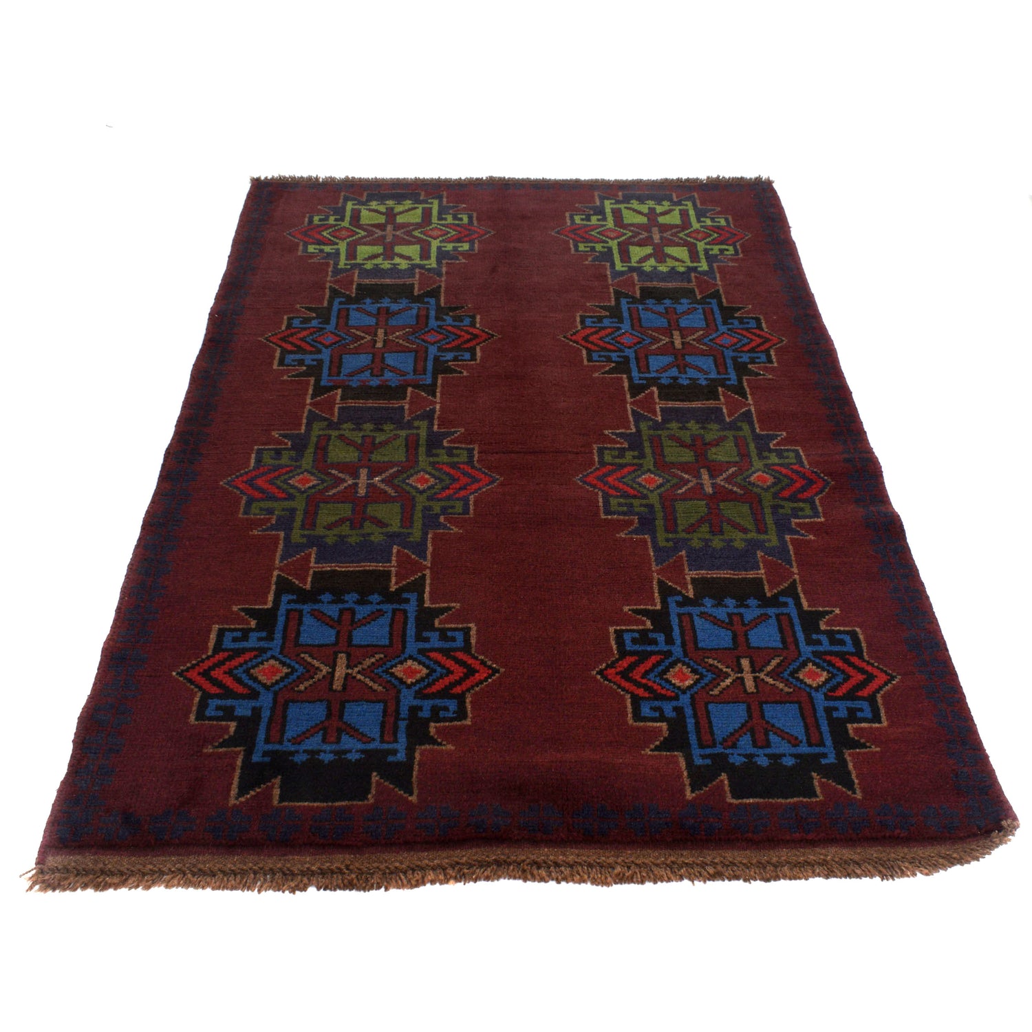 Baluchi Rug Handmade Dark Purple Floral 4x6 ft