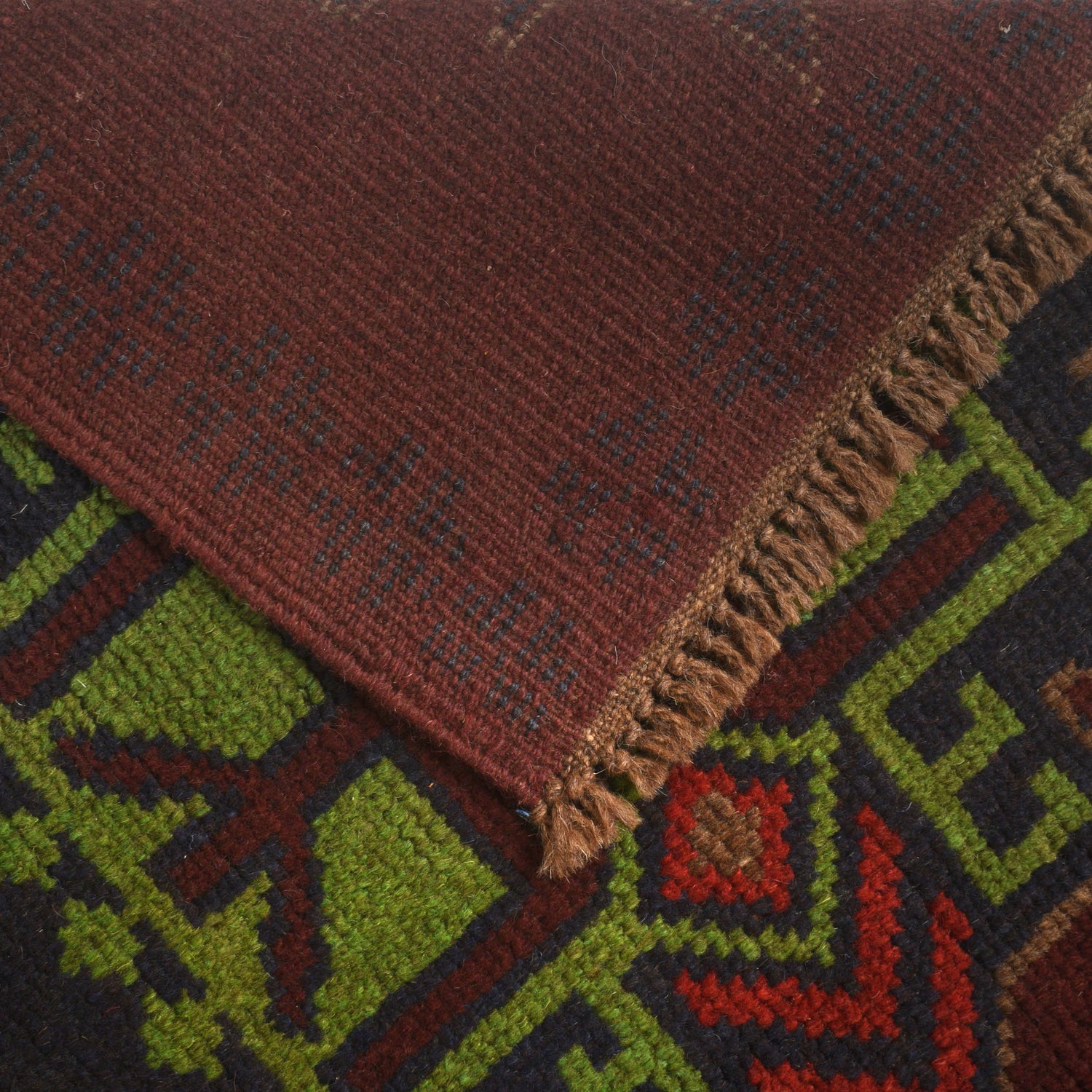 Baluchi Rug Handmade Dark Purple Floral 4x6 ft