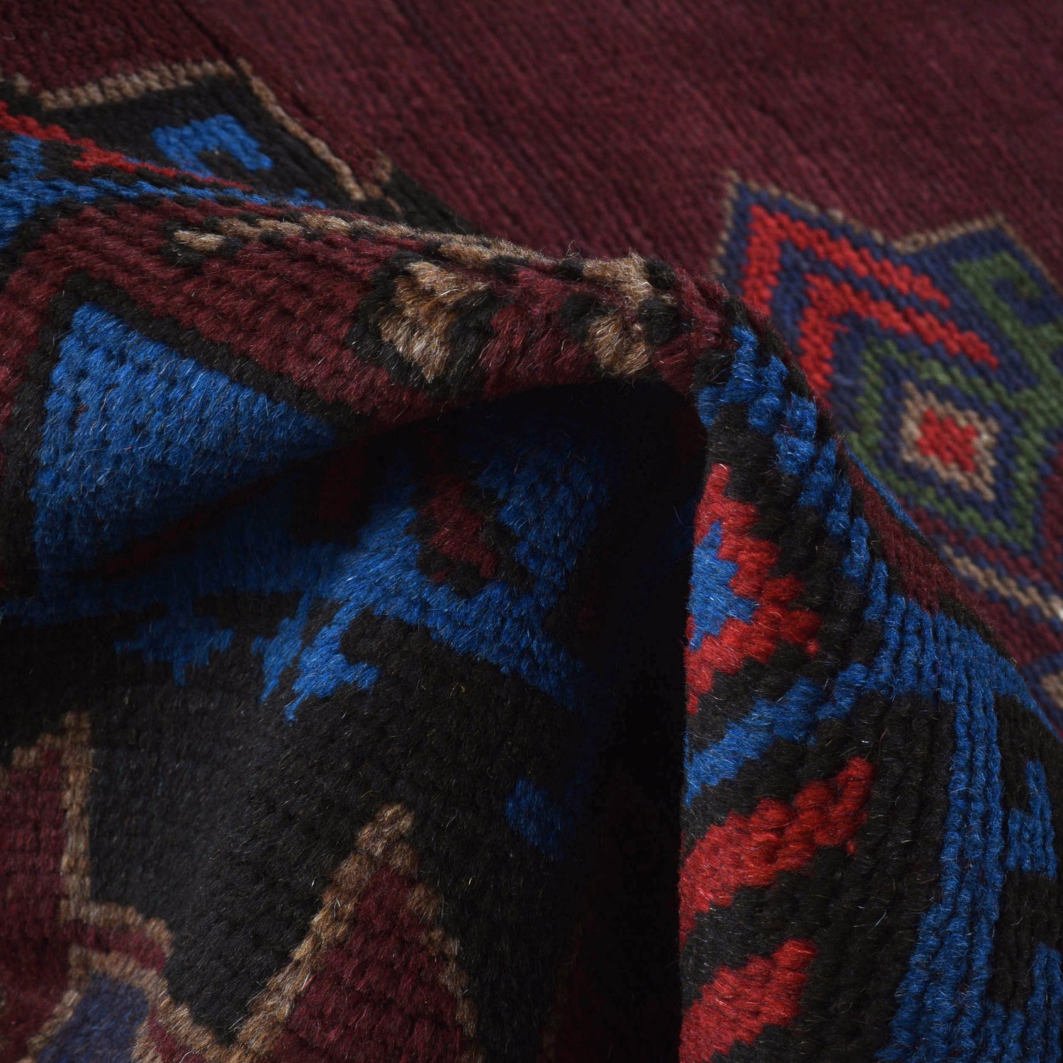 Baluchi Rug Handmade Dark Purple Floral 4x6 ft