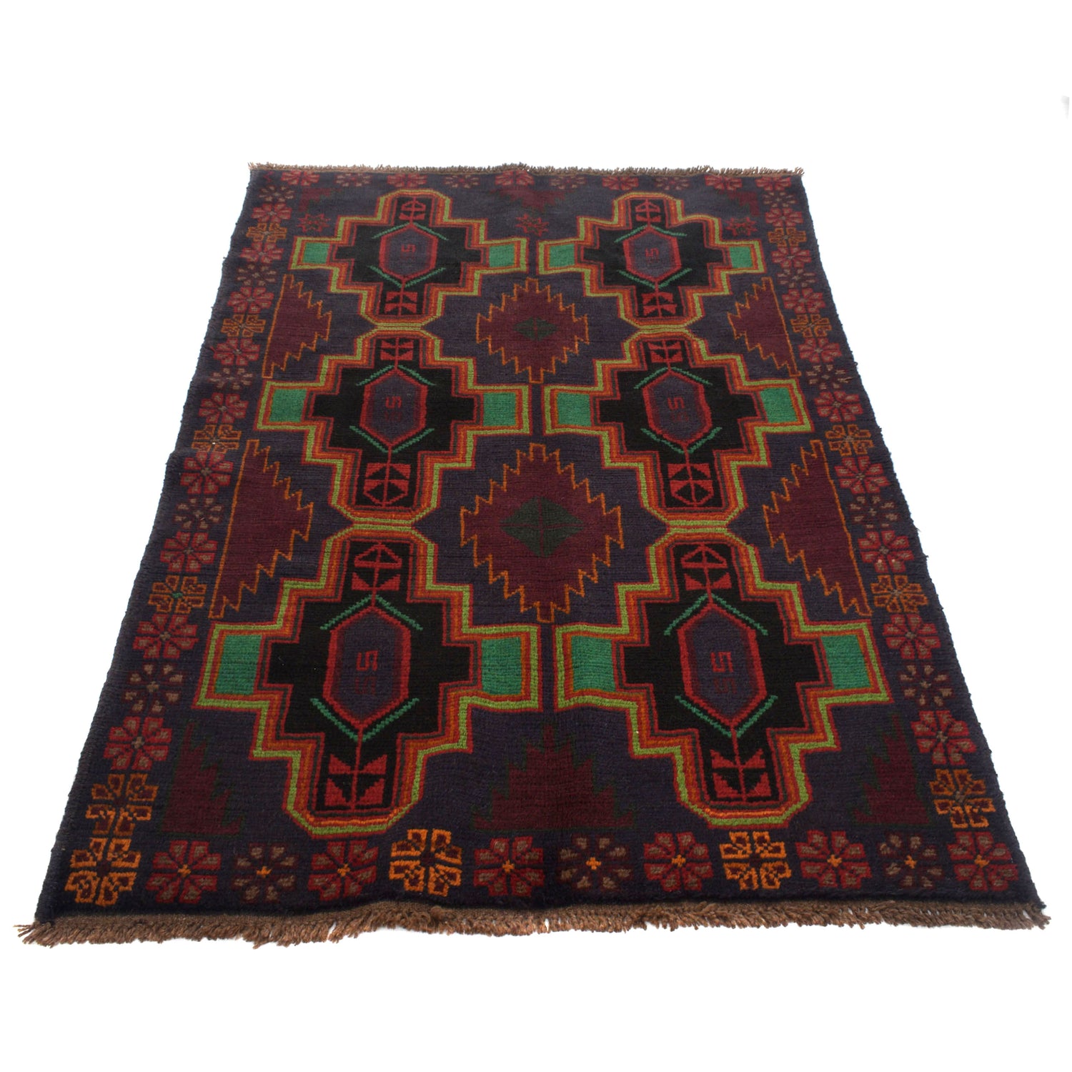 Baluchi Rug Handmade Multi Floral 4x6 ft