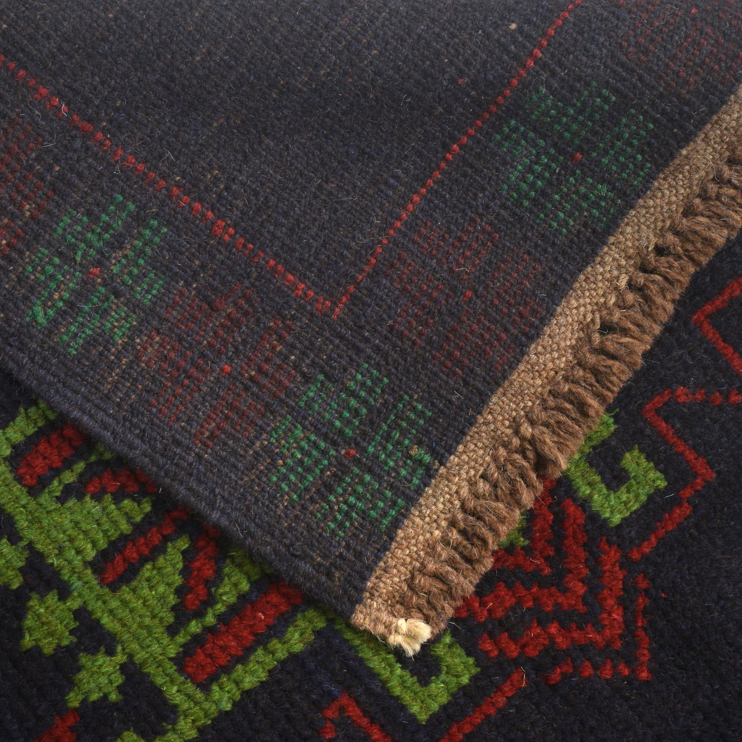 Baluchi Rug Handmade Dark Blue Geometric 4x6 ft