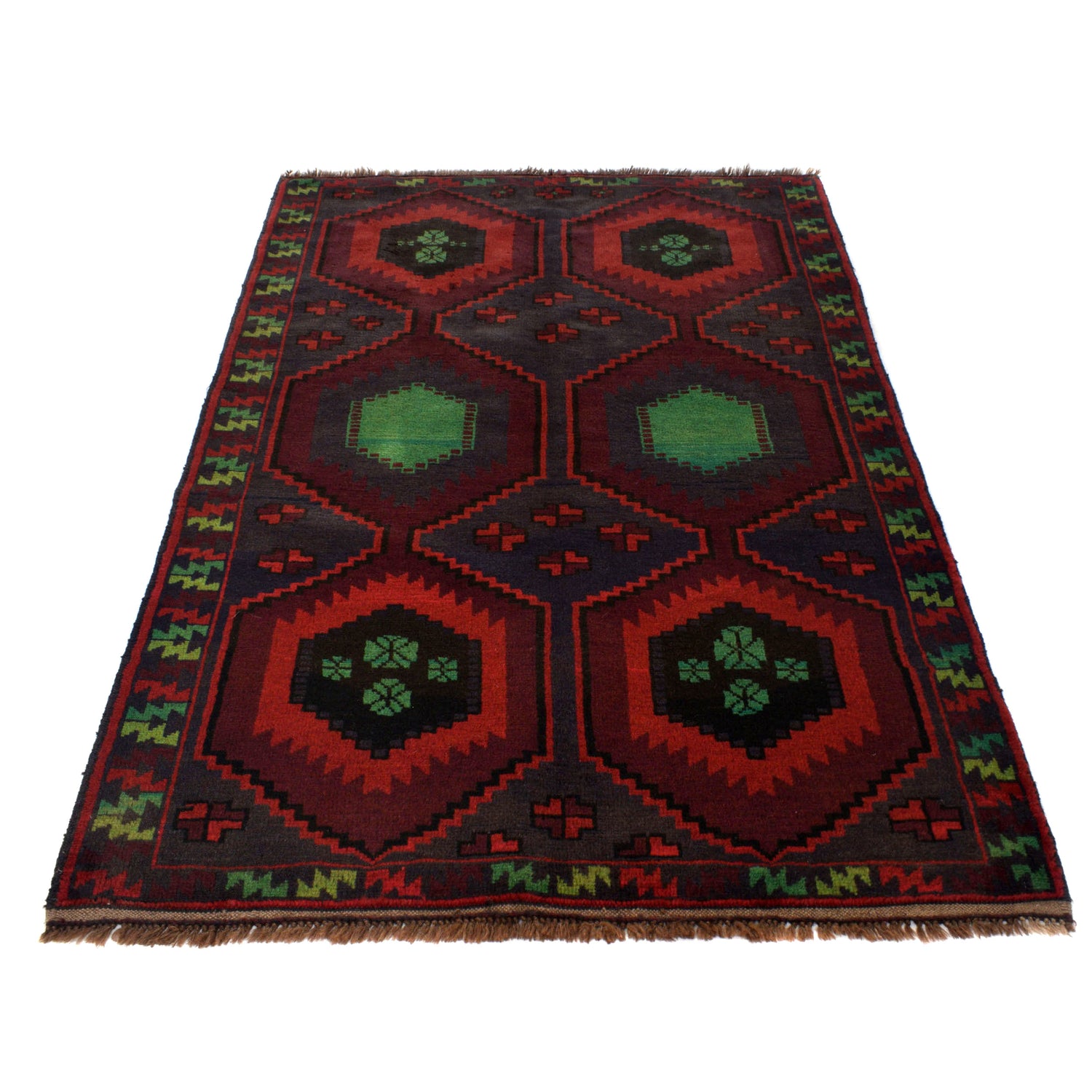 Baluchi Rug Handmade Multi Geometric 4x6 ft