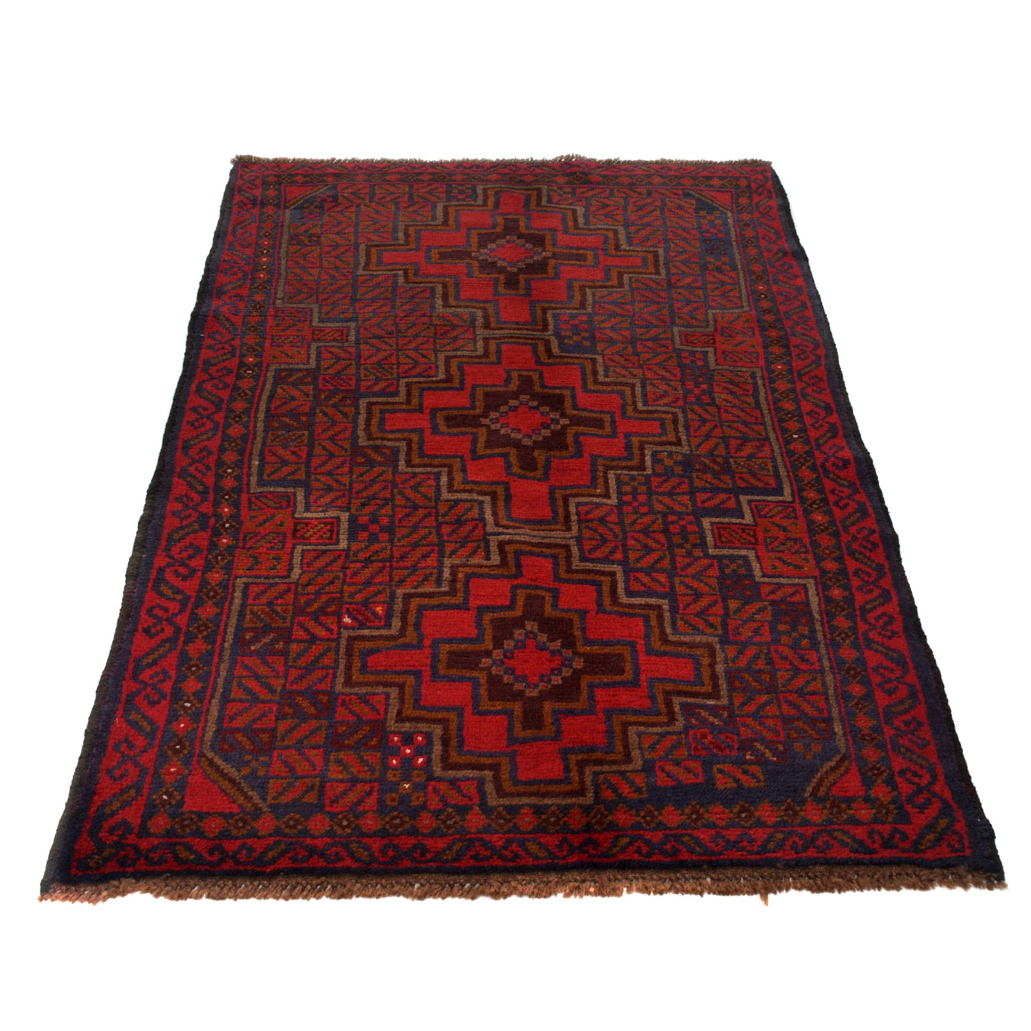 Baluchi Rug Handmade Red Geometric 4x6 ft