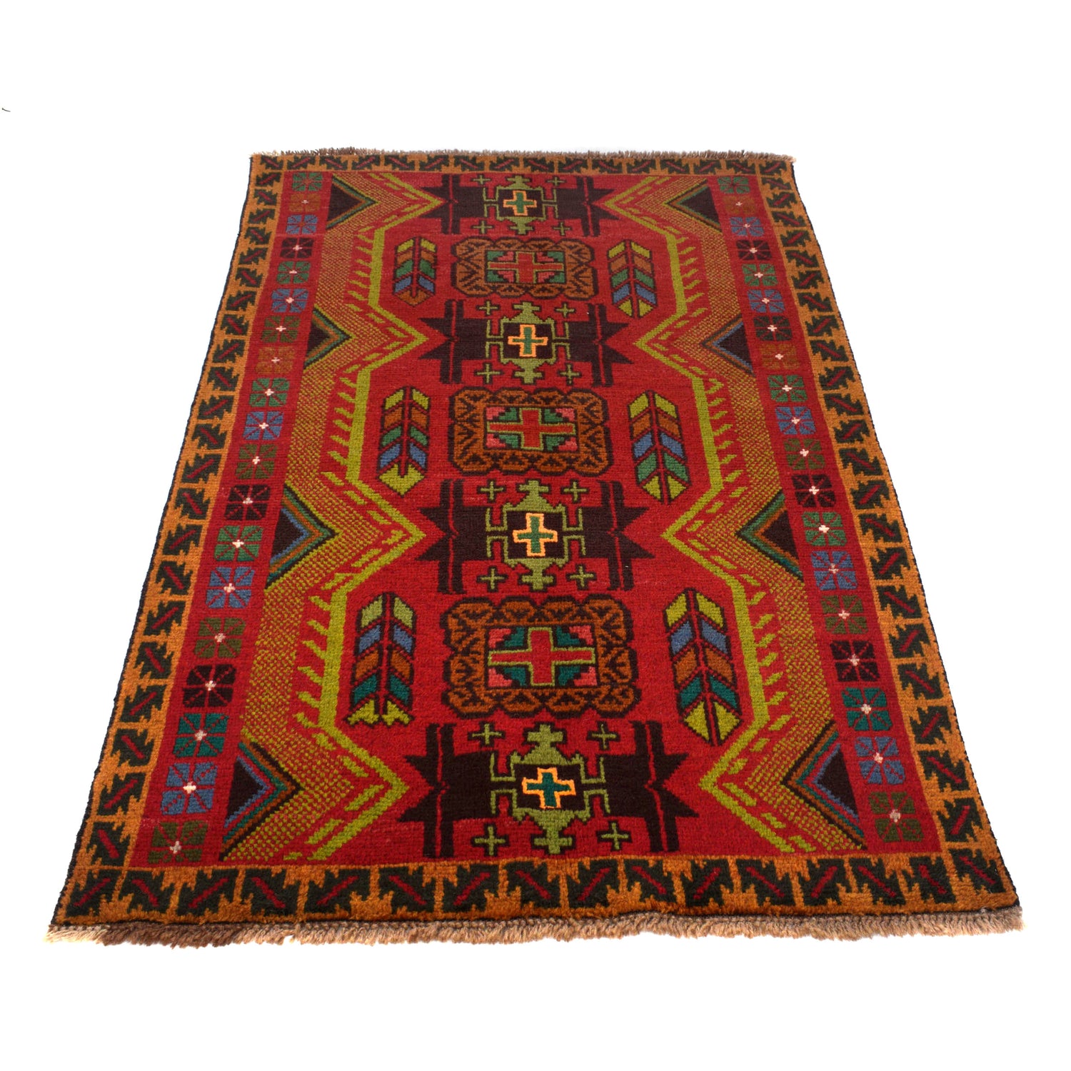 Baluchi Rug Handmade Multi Geometric 4x6 ft