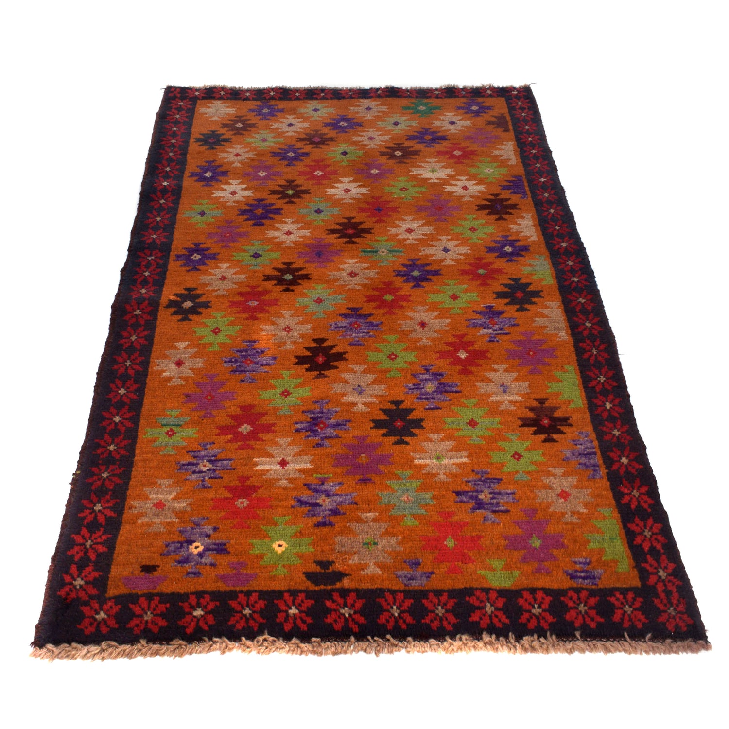 Baluchi Rug Handmade Orange Geometric 4x6 ft