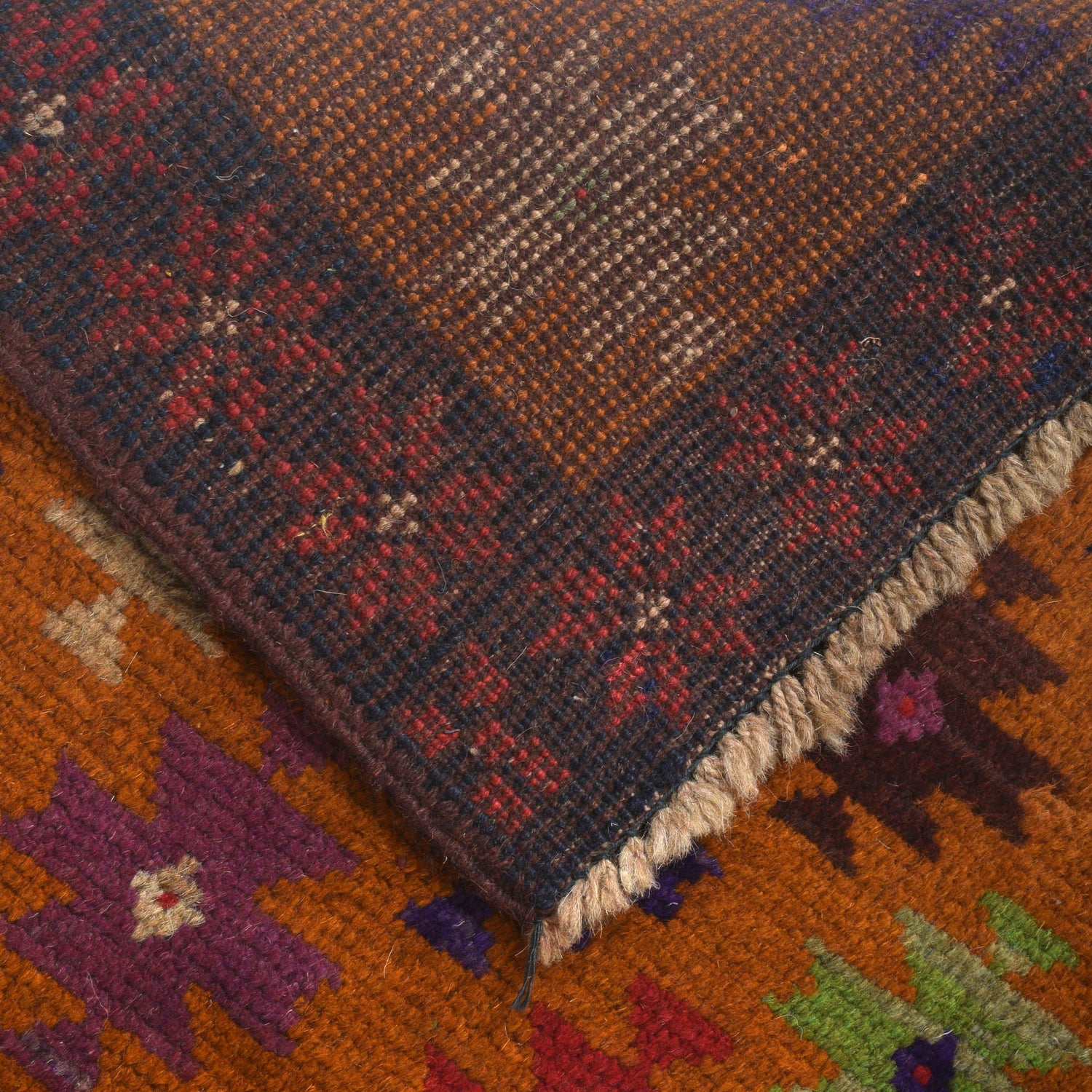 Baluchi Rug Handmade Orange Geometric 4x6 ft