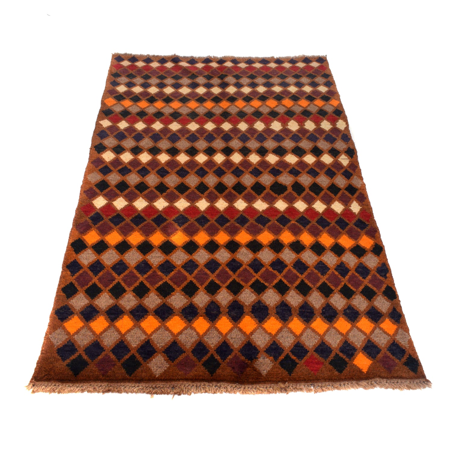 Baluchi Rug Handmade Brown Geometric 4x6 ft