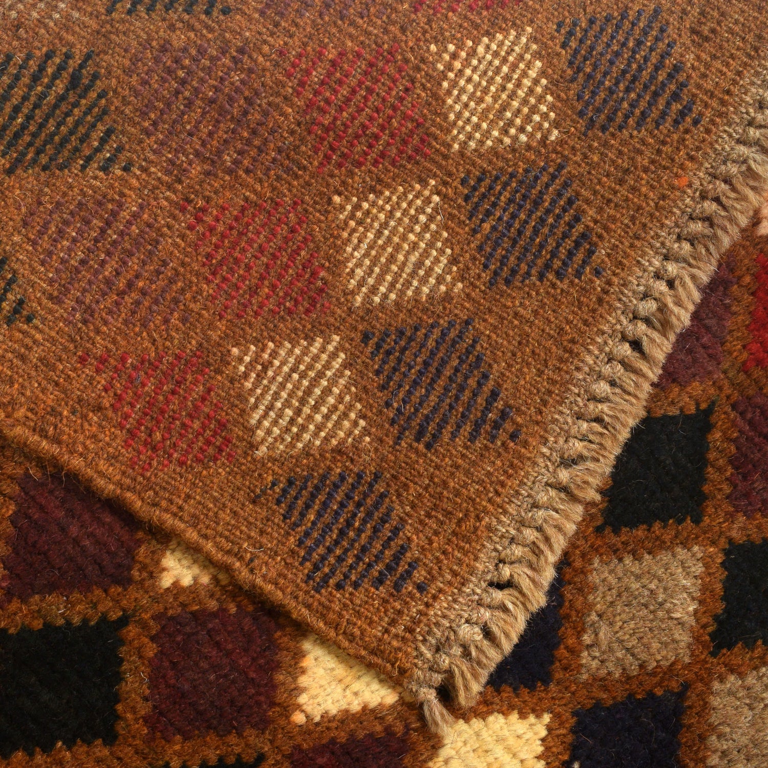 Baluchi Rug Handmade Brown Geometric 4x6 ft
