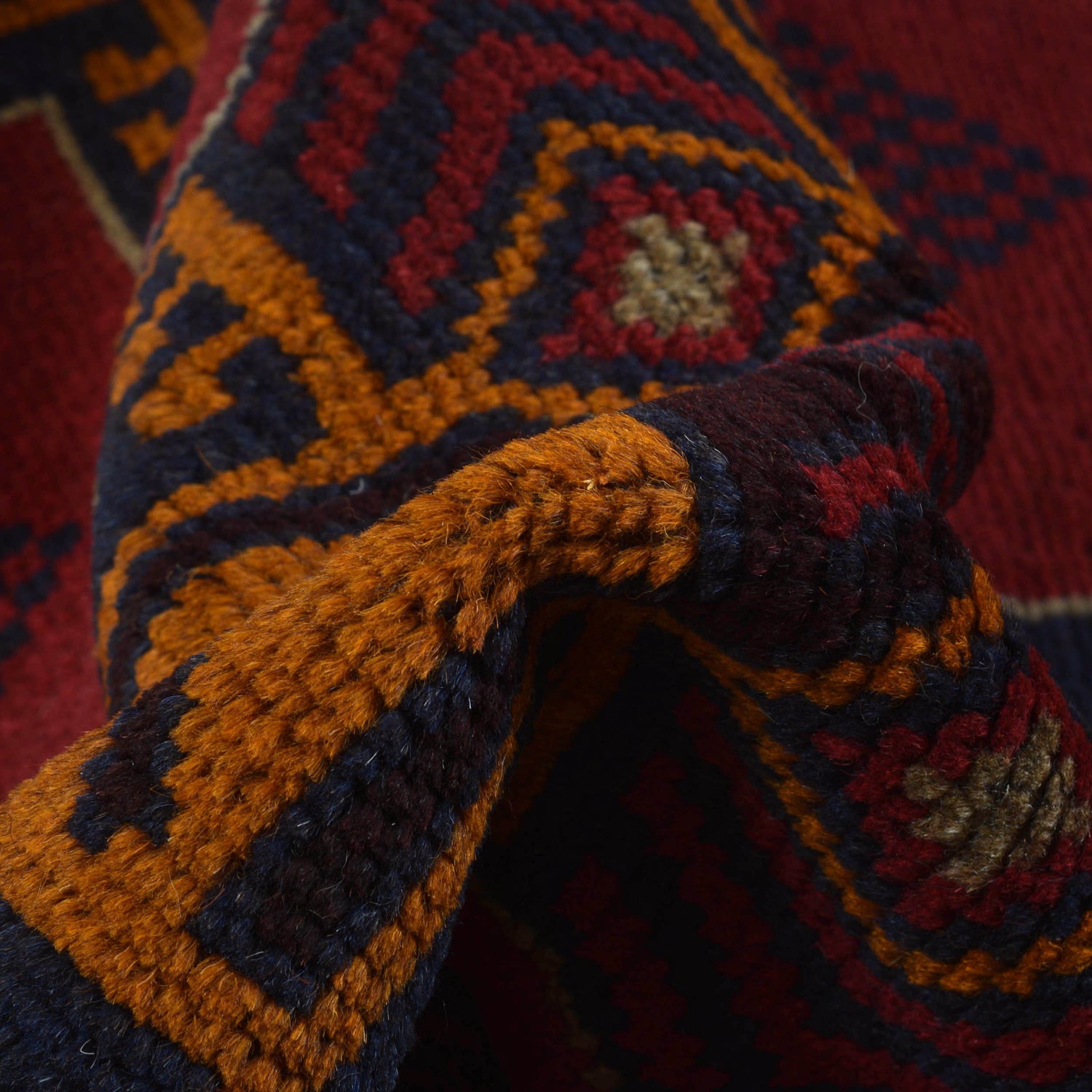 Baluchi Rug Handmade Red Geometric 4x6 ft