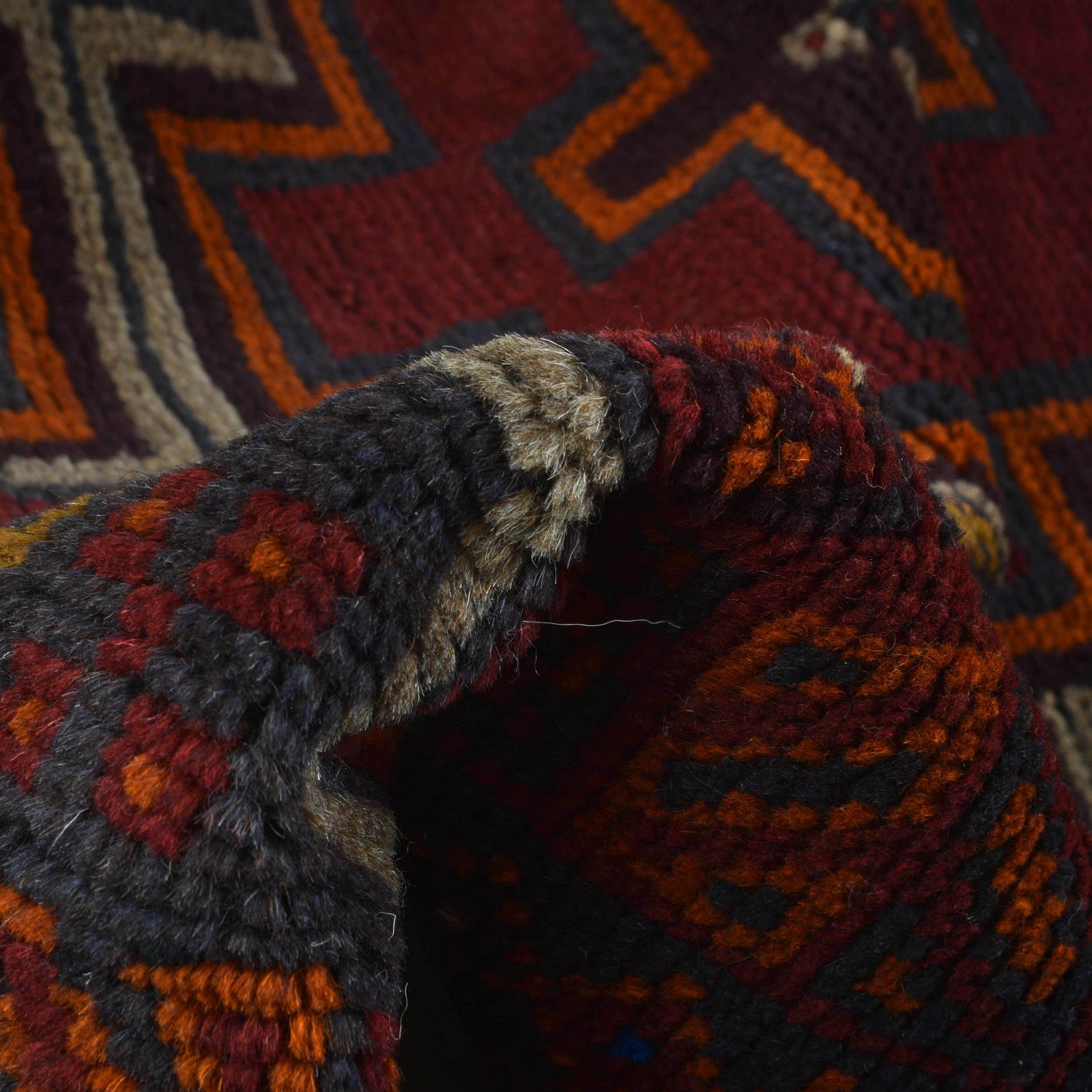 Baluchi Rug Handmade Red Geometric 4x6 ft