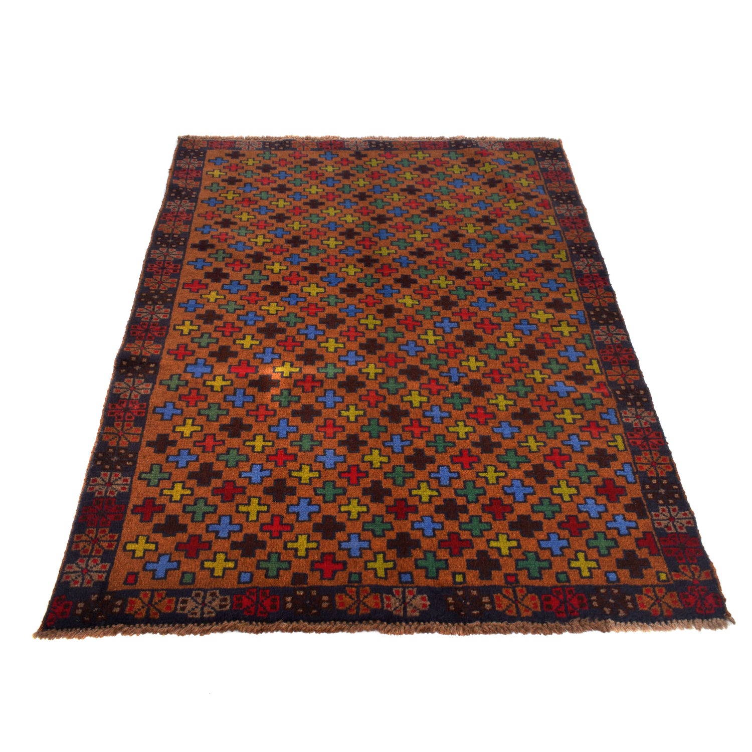 Baluchi Rug Handmade Brown Floral 4x6 ft