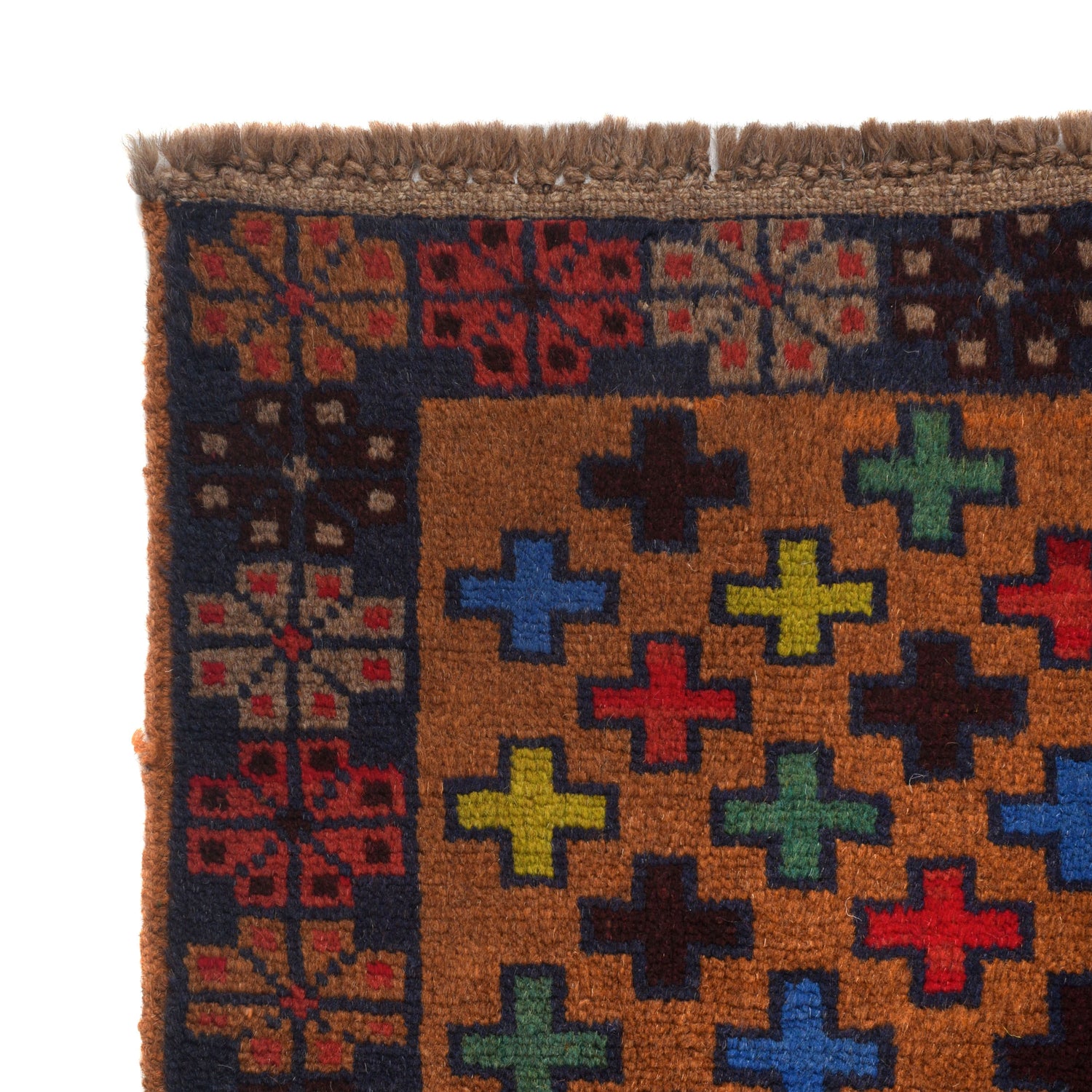 Baluchi Rug Handmade Brown Floral 4x6 ft