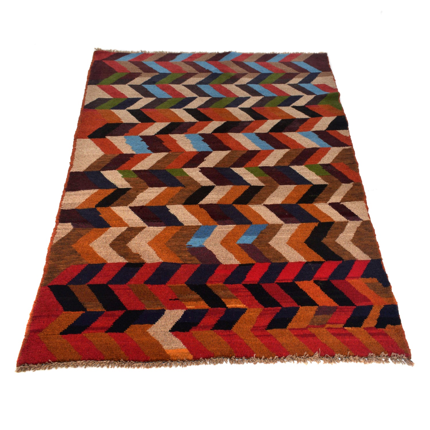 Baluchi Rug Handmade Multi Curvilinear 4x6 ft