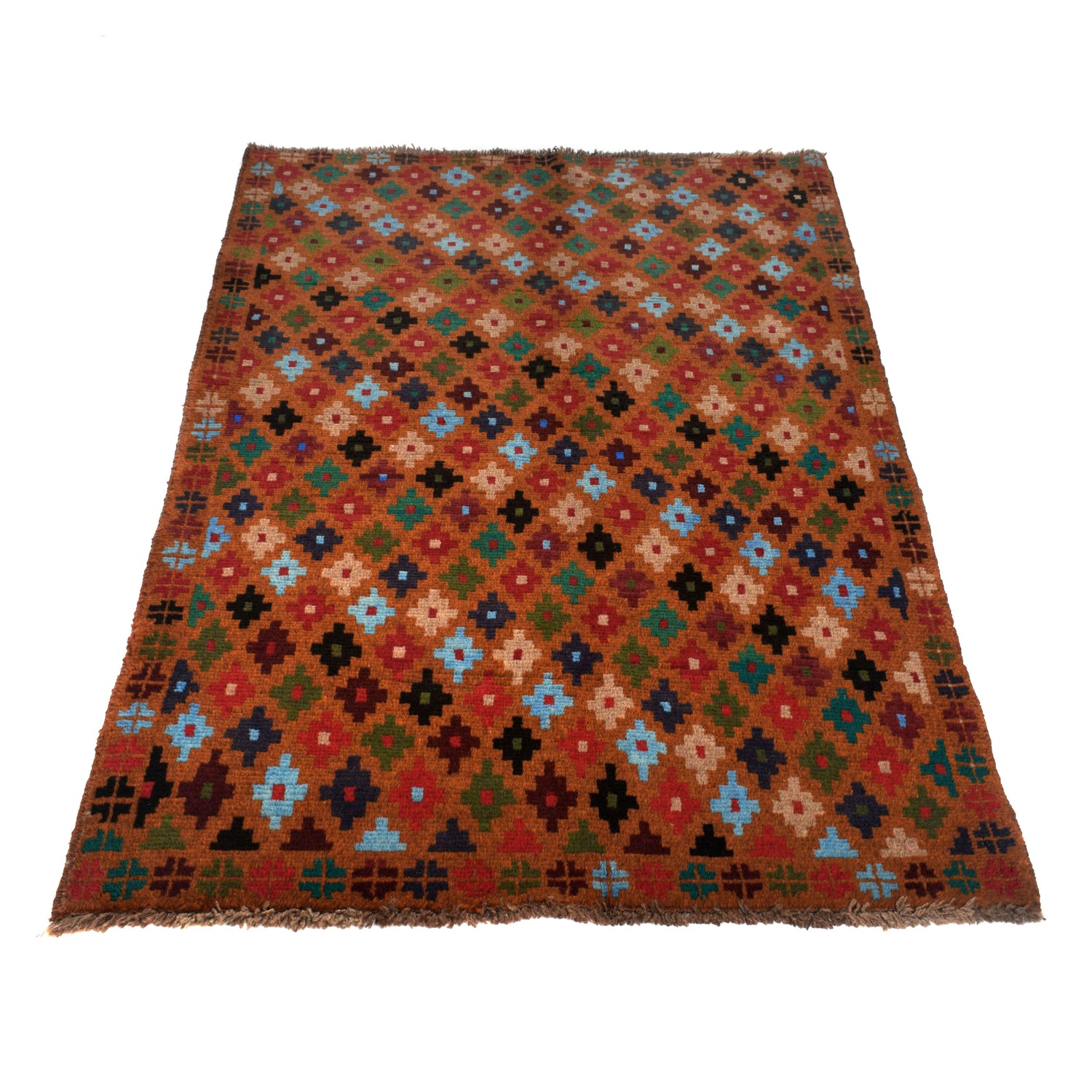 Baluchi Rug Handmade Orange Floral 4x6 ft
