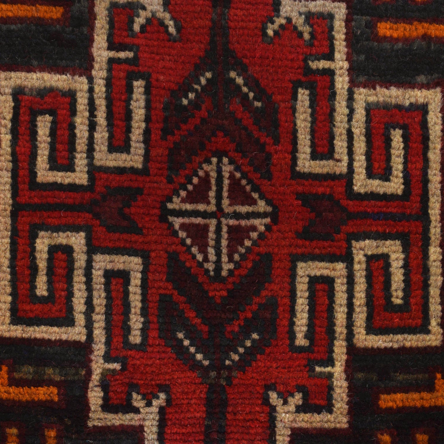 Baluchi Rug Handmade Red Geometric 4x6 ft
