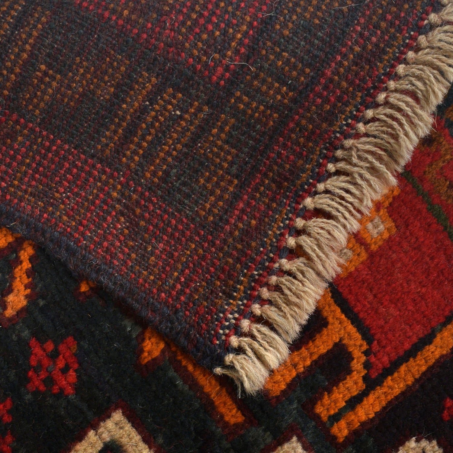 Baluchi Rug Handmade Red Geometric 4x6 ft