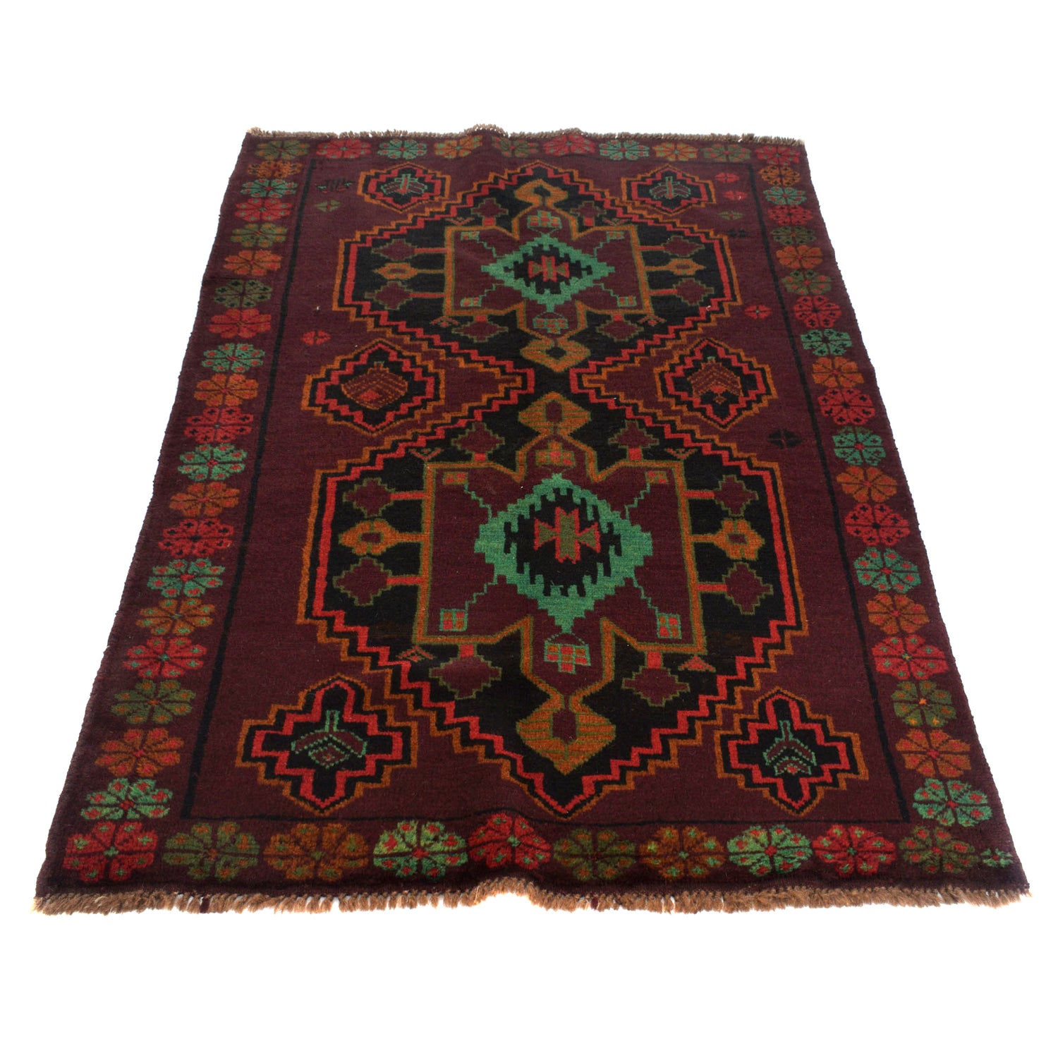 Baluchi Rug Handmade Multi Geometric 4x6 ft