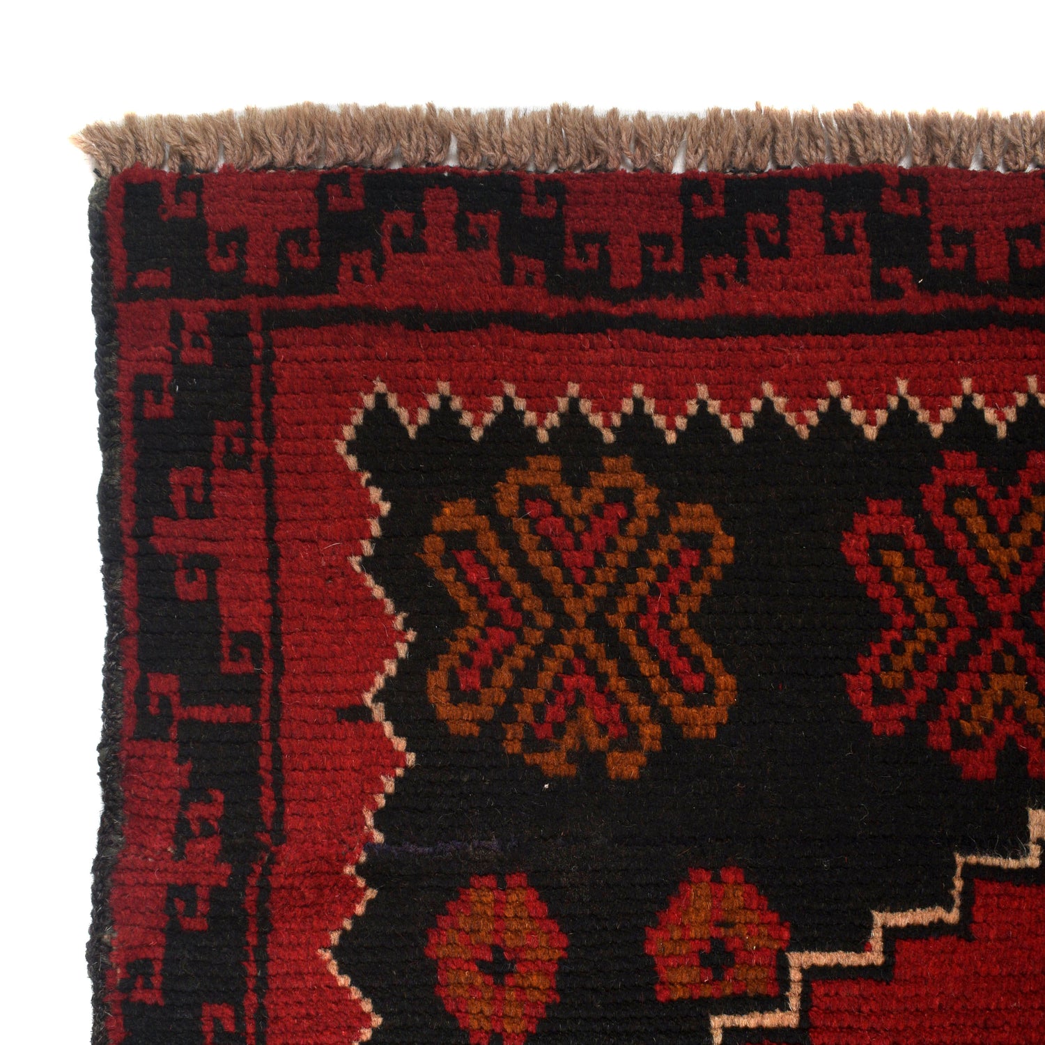 Baluchi Rug Handmade Red Geometric 4x6 ft