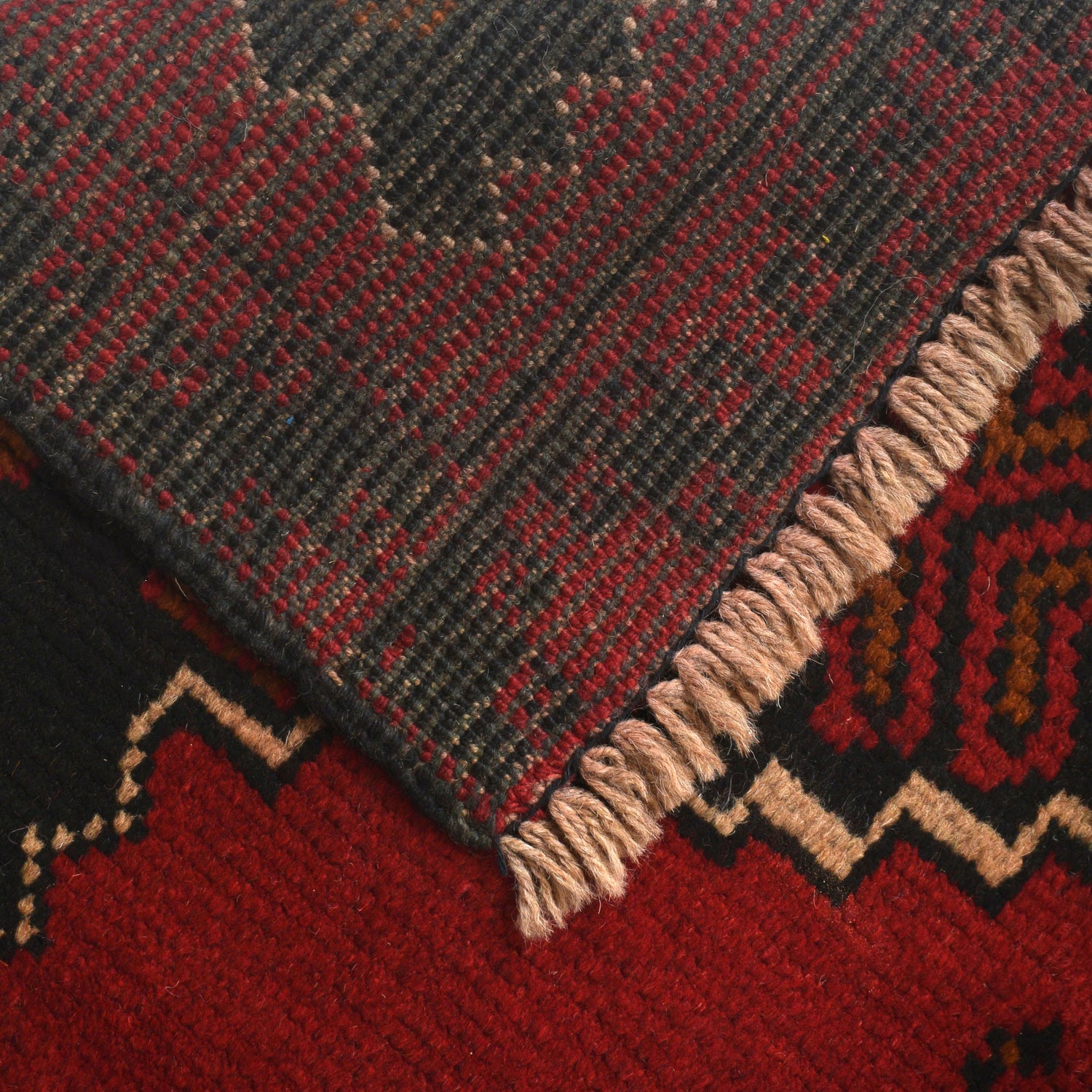 Baluchi Rug Handmade Red Geometric 4x6 ft