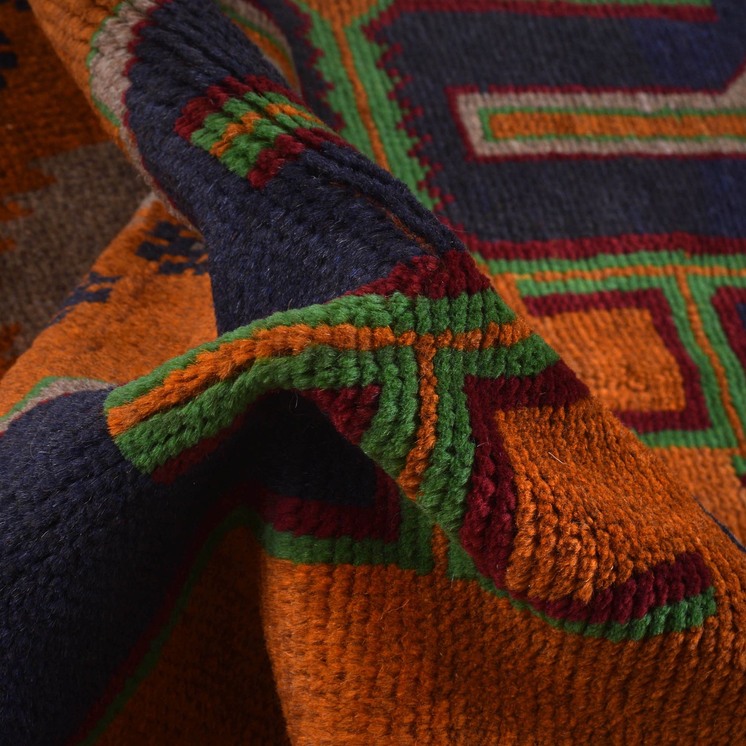 Baluchi Rug Handmade Orange Geometric 4x6 ft
