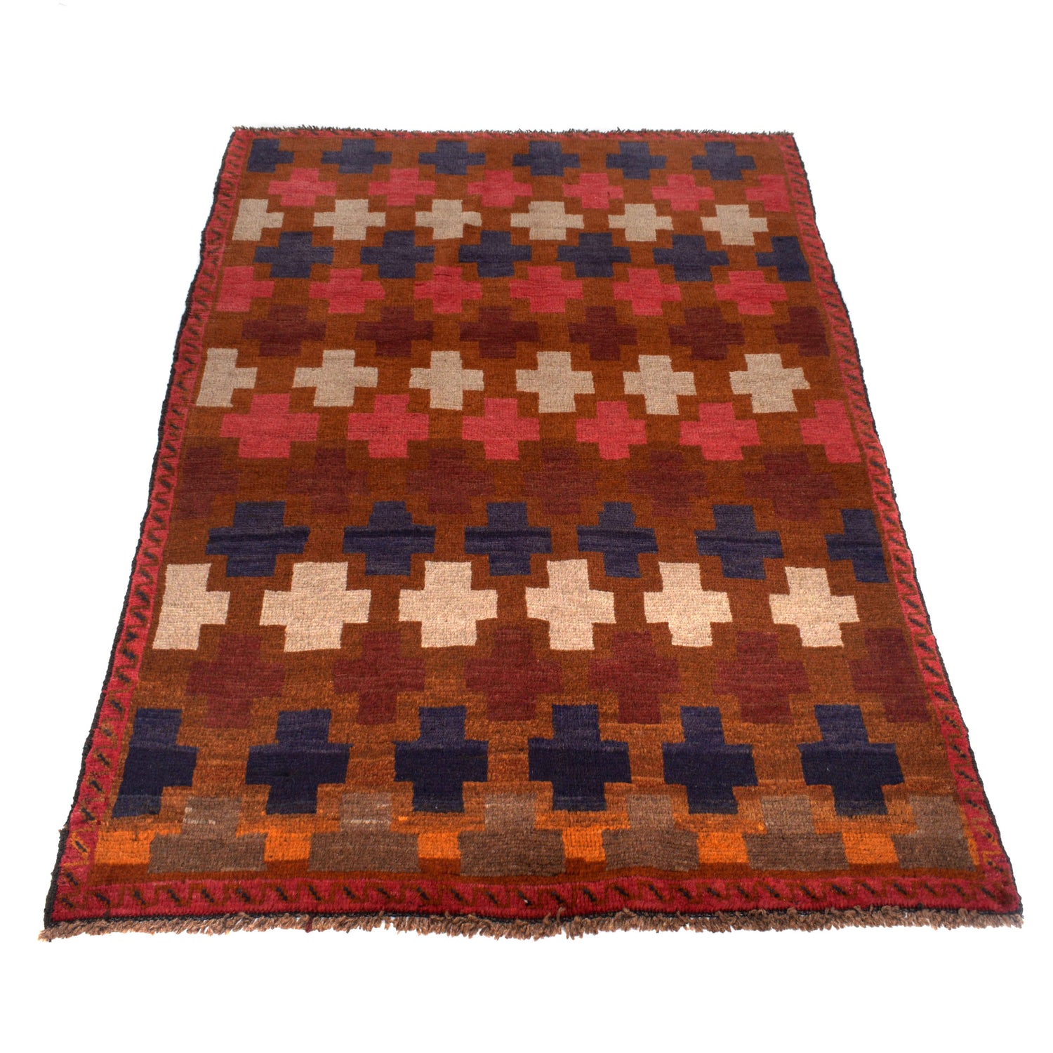 Baluchi Rug Handmade Brown Floral 4x6 ft