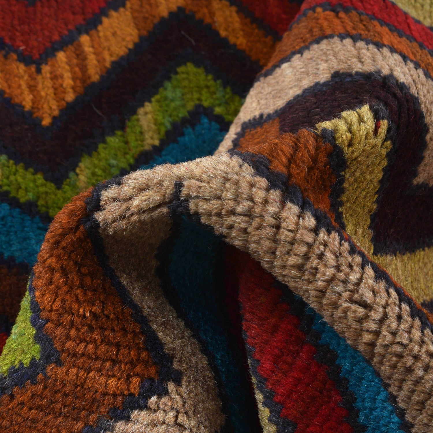 Baluchi Rug Handmade Multi Curvilinear 4x6 ft