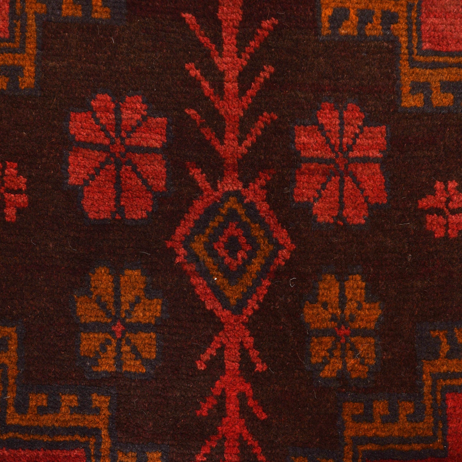 Baluchi Rug Handmade Red Geometric 4x6 ft