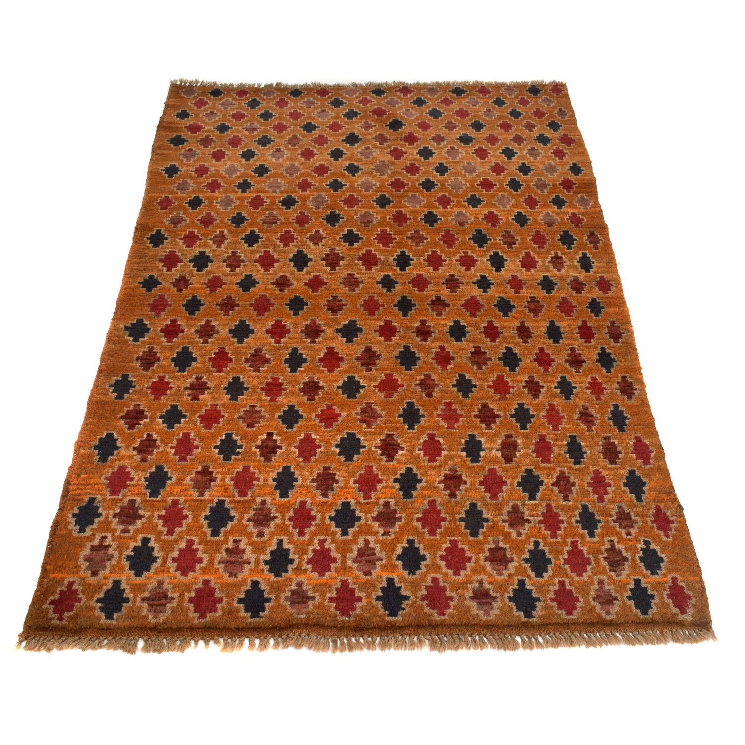 Baluchi Rug Handmade Orange Geometric 4x6 ft