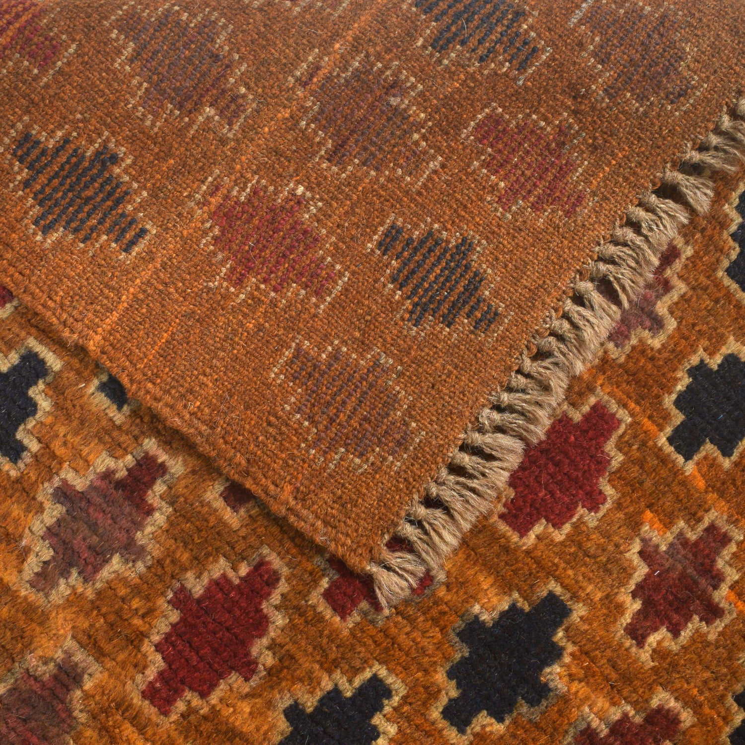 Baluchi Rug Handmade Orange Geometric 4x6 ft