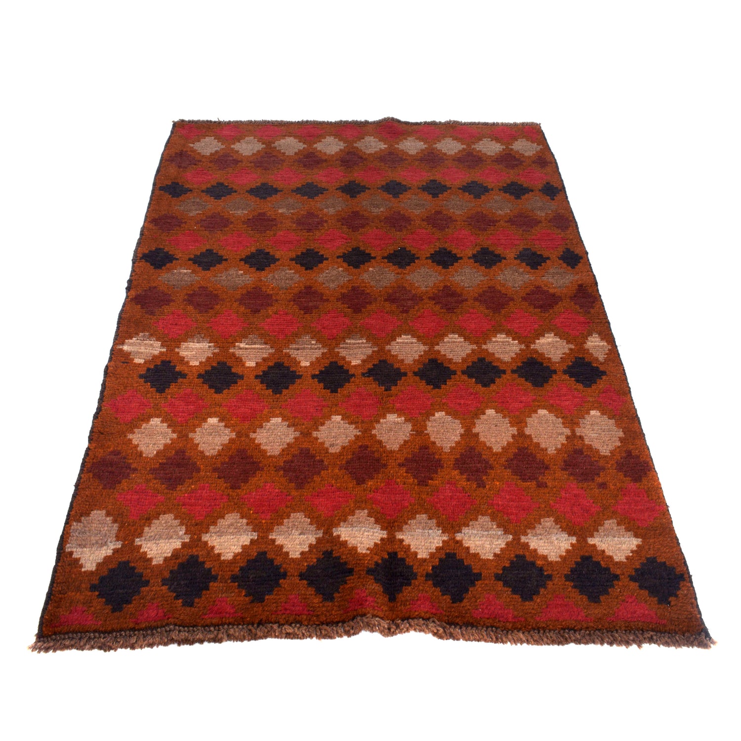 Baluchi Rug Handmade Brown Geometric 4x6 ft