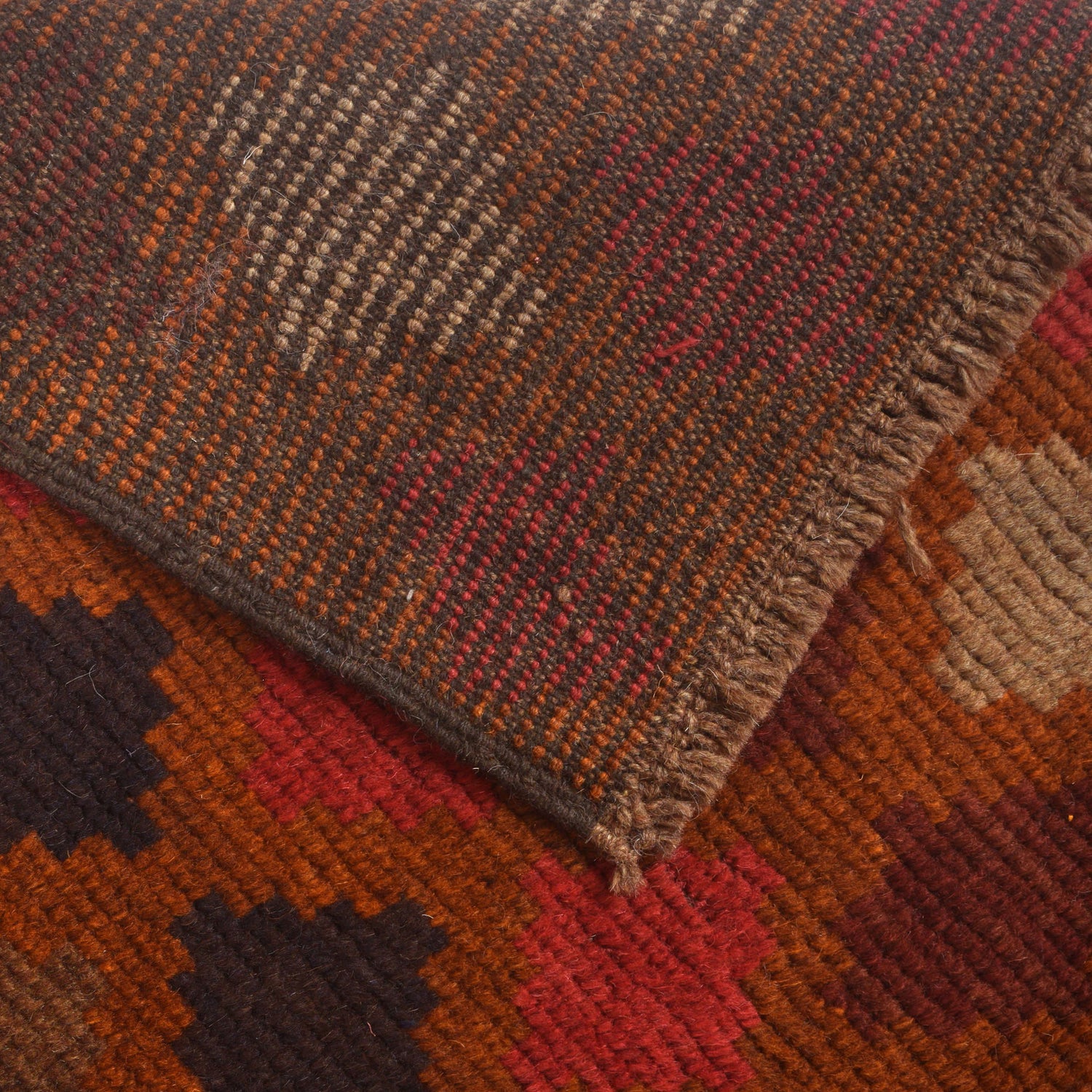 Baluchi Rug Handmade Brown Geometric 4x6 ft