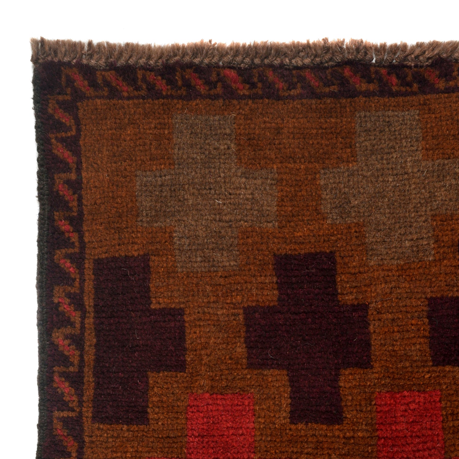 Baluchi Rug Handmade Brown Geometric 4x6 ft