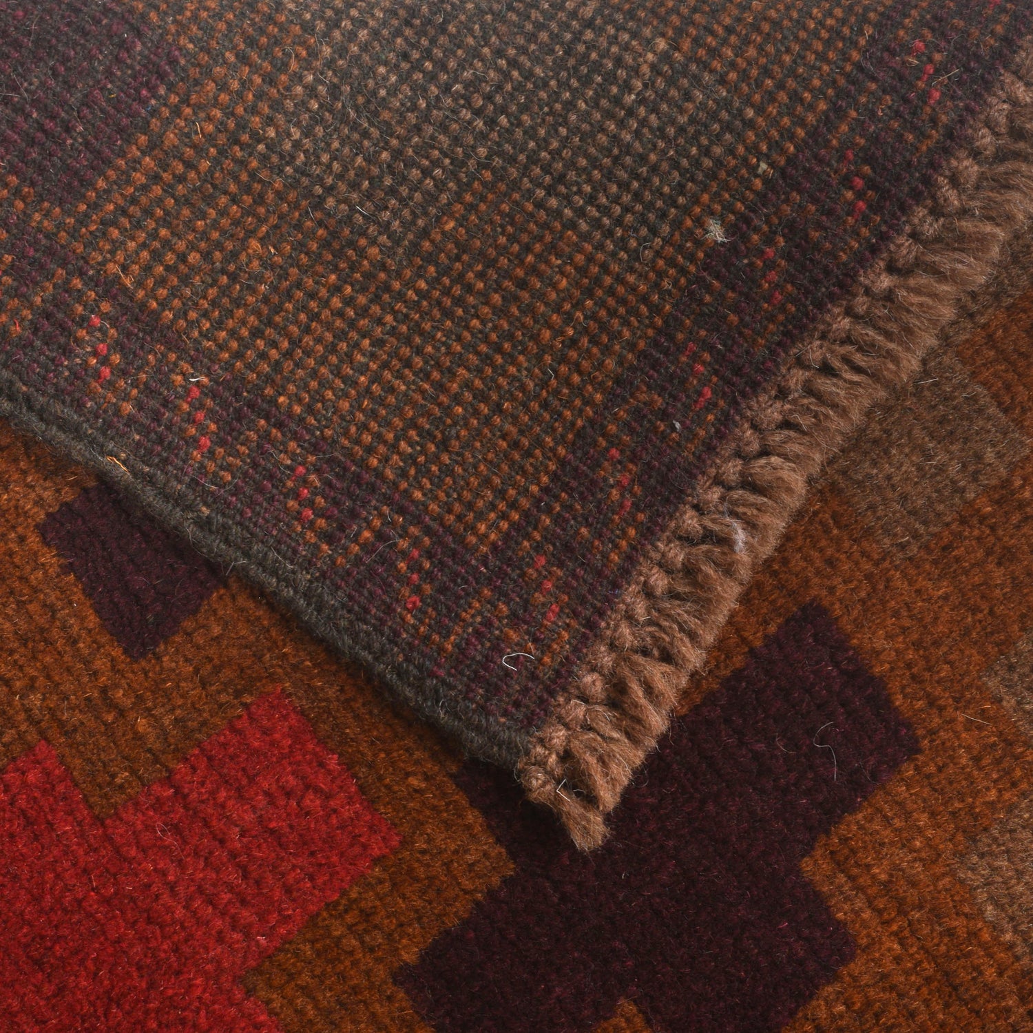 Baluchi Rug Handmade Brown Geometric 4x6 ft