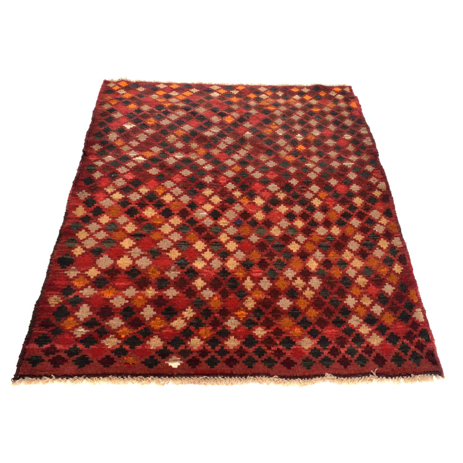 Baluchi Rug Handmade Red Geometric 4x6 ft