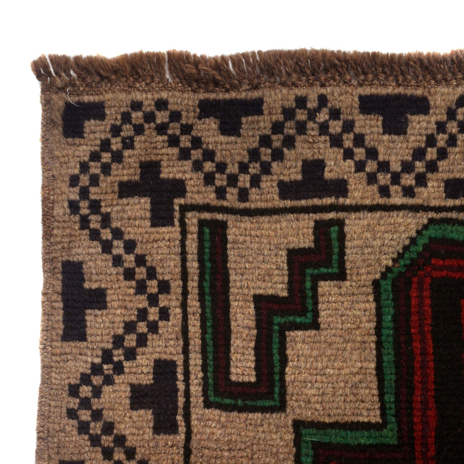 Baluchi Rug Handmade Tan Geometric 4x6 ft