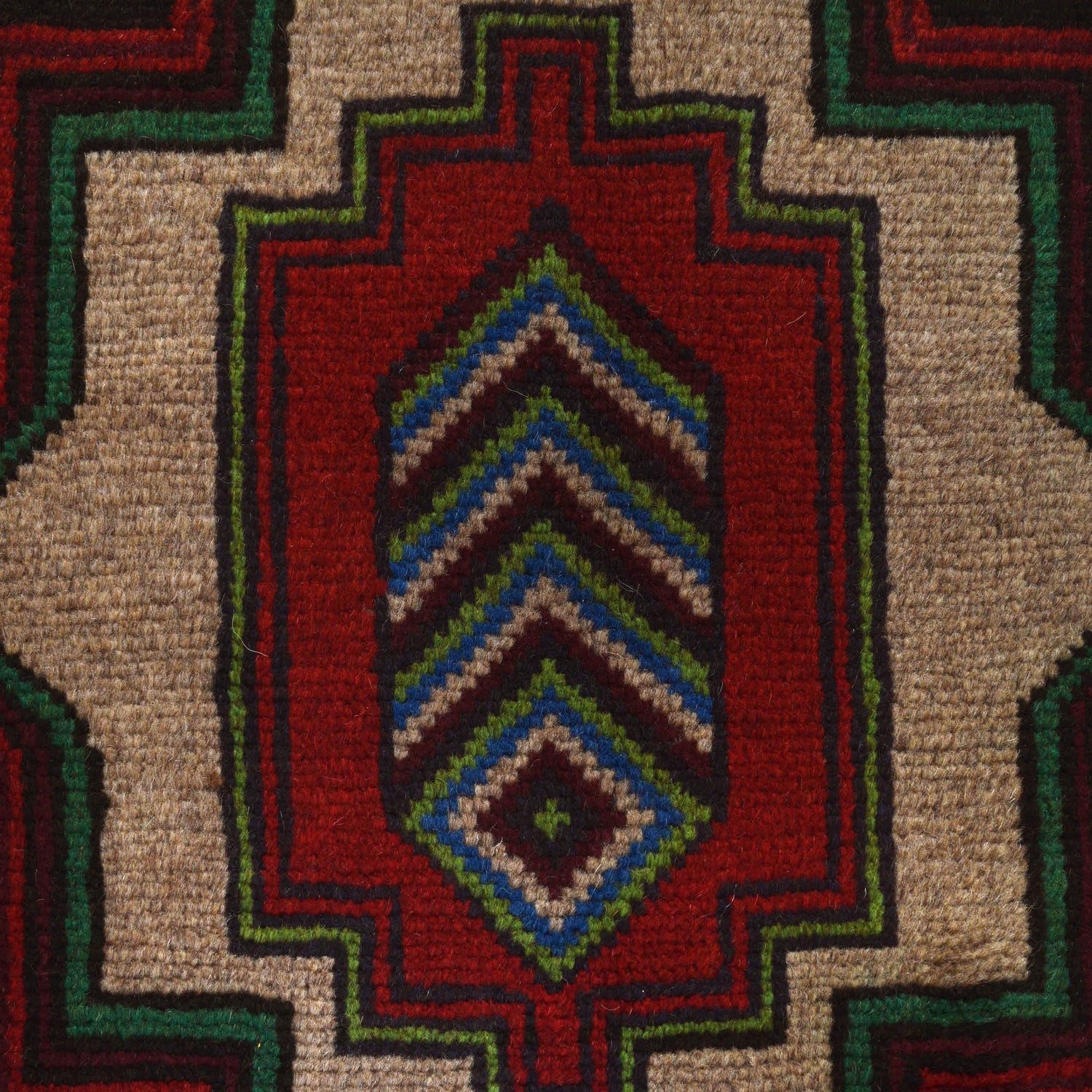 Baluchi Rug Handmade Tan Geometric 4x6 ft