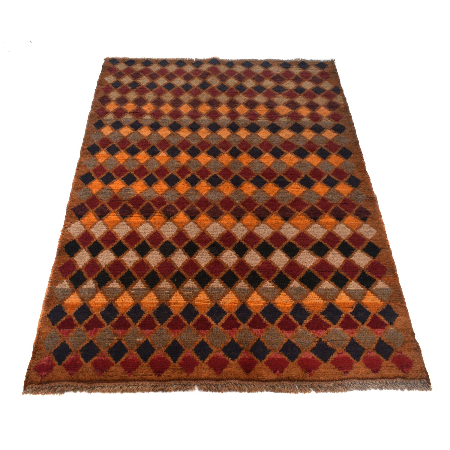 Baluchi Rug Handmade Orange Geometric 4x6 ft
