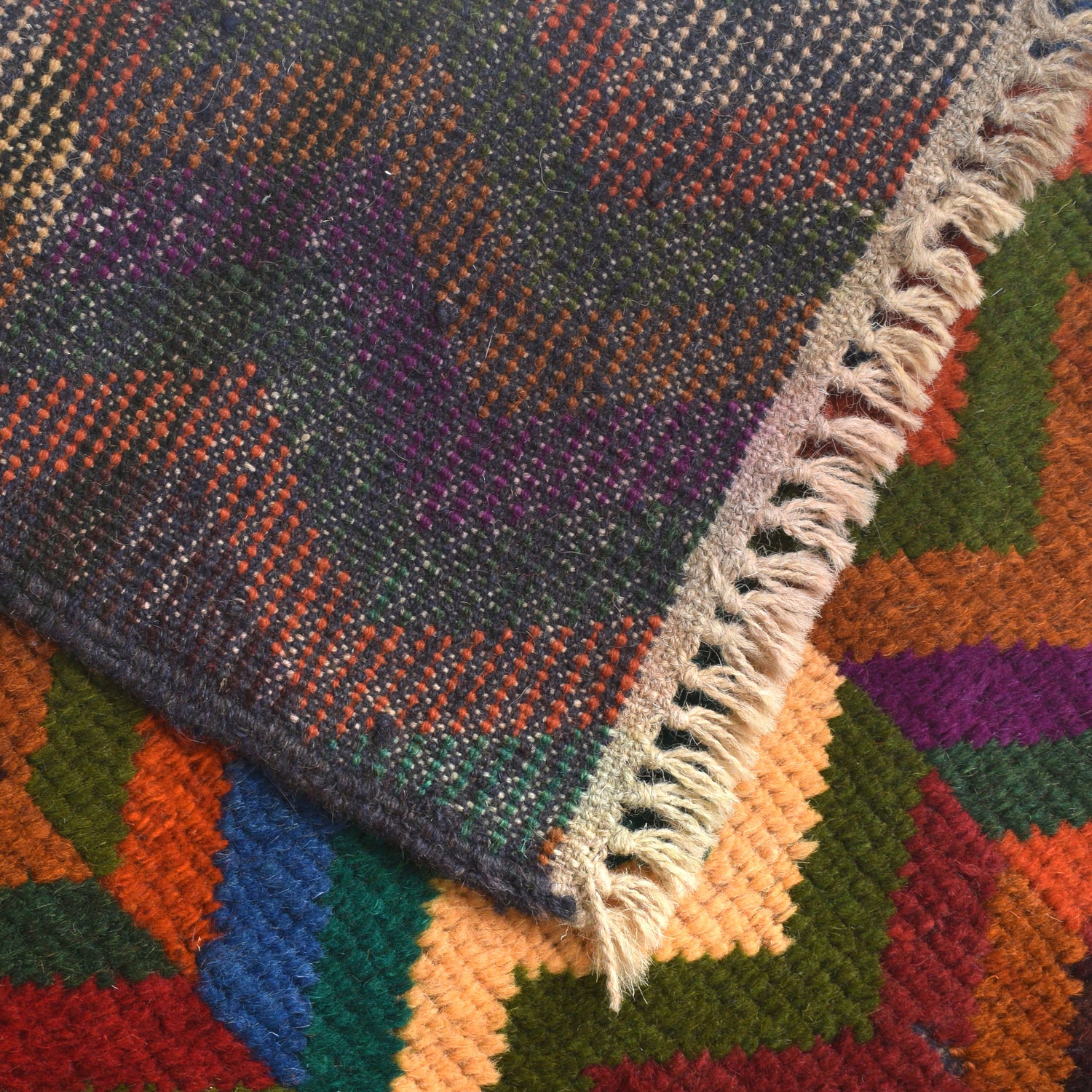 Baluchi Rug Handmade Multi Curvilinear 4x6 ft