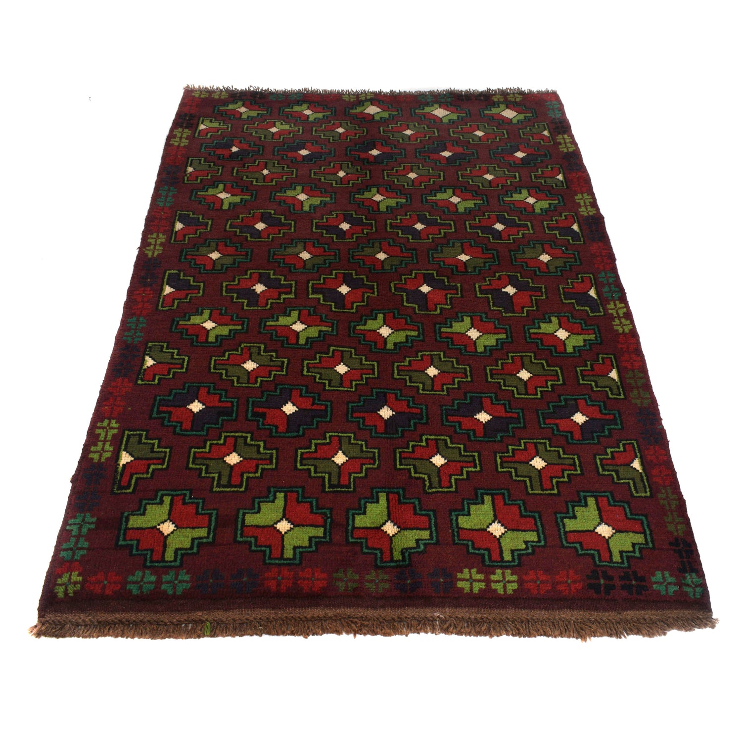 Baluchi Rug Handmade Multi Geometric 4x6 ft