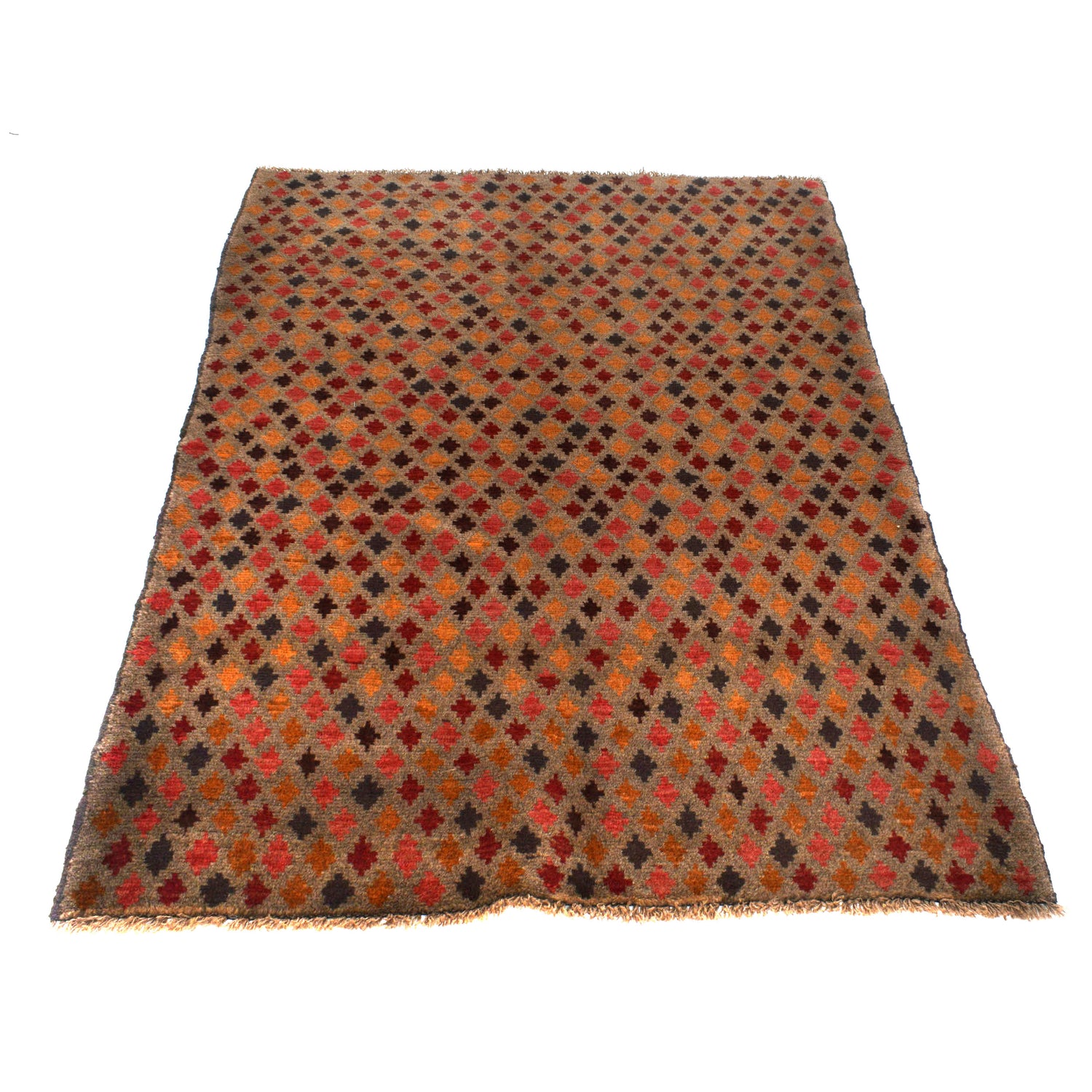Baluchi Rug Handmade Tan Geometric 4x6 ft