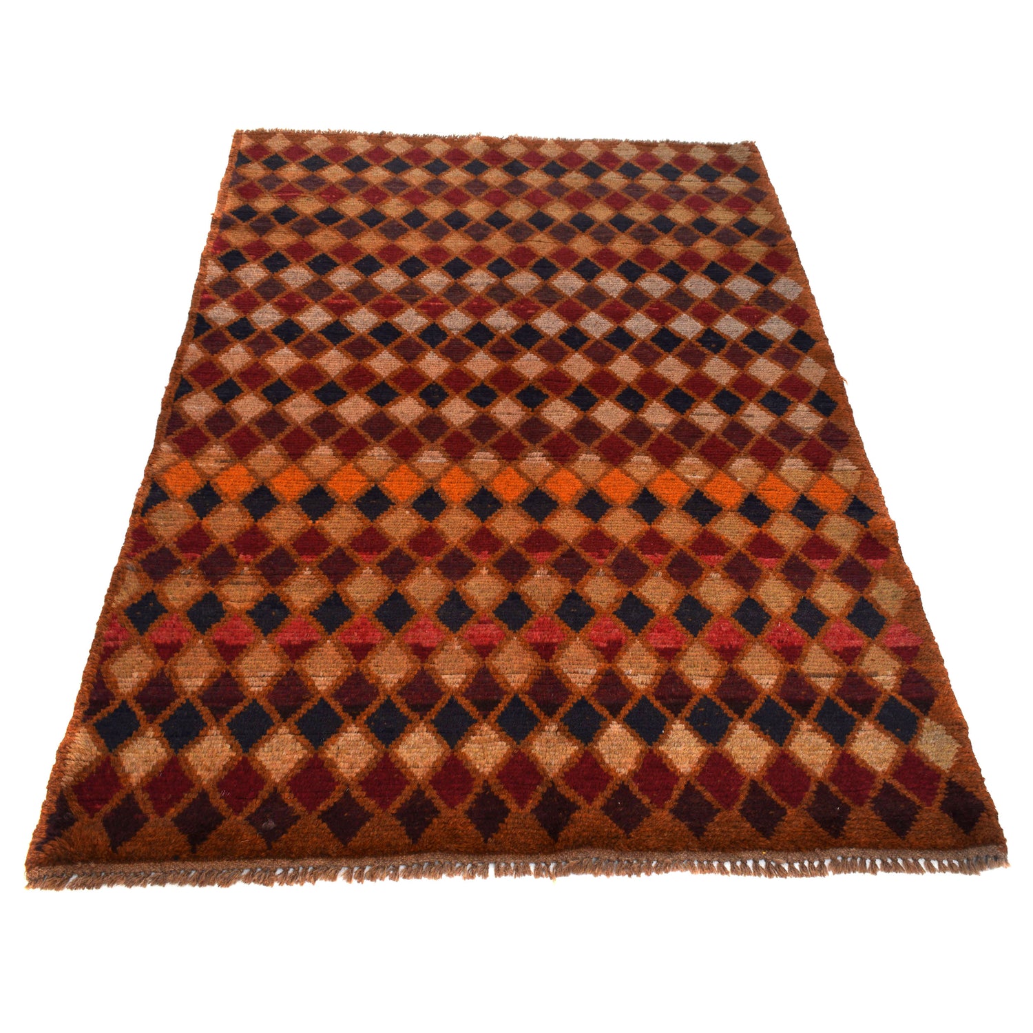 Baluchi Rug Handmade Orange Geometric 4x6 ft