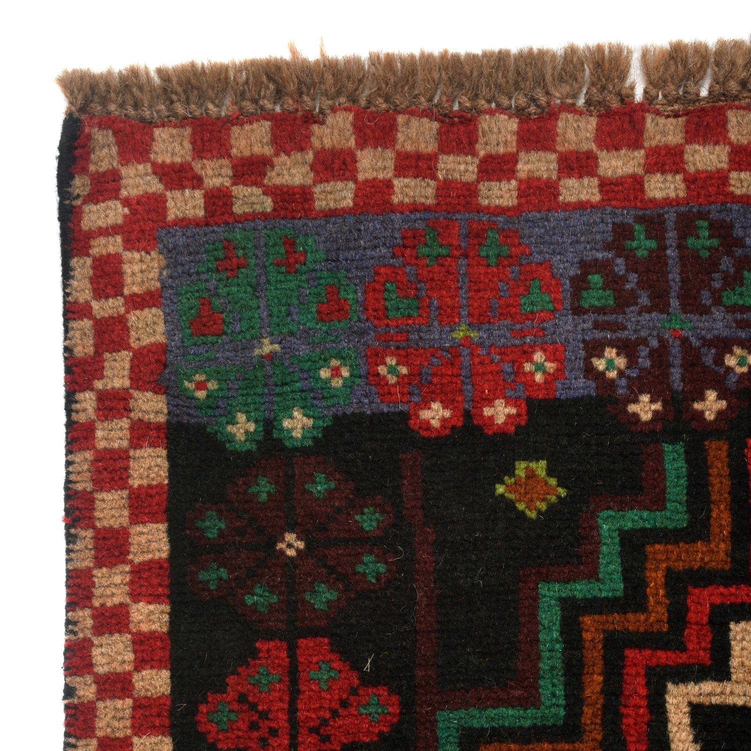 Baluchi Rug Handmade Black Geometric 4x6 ft