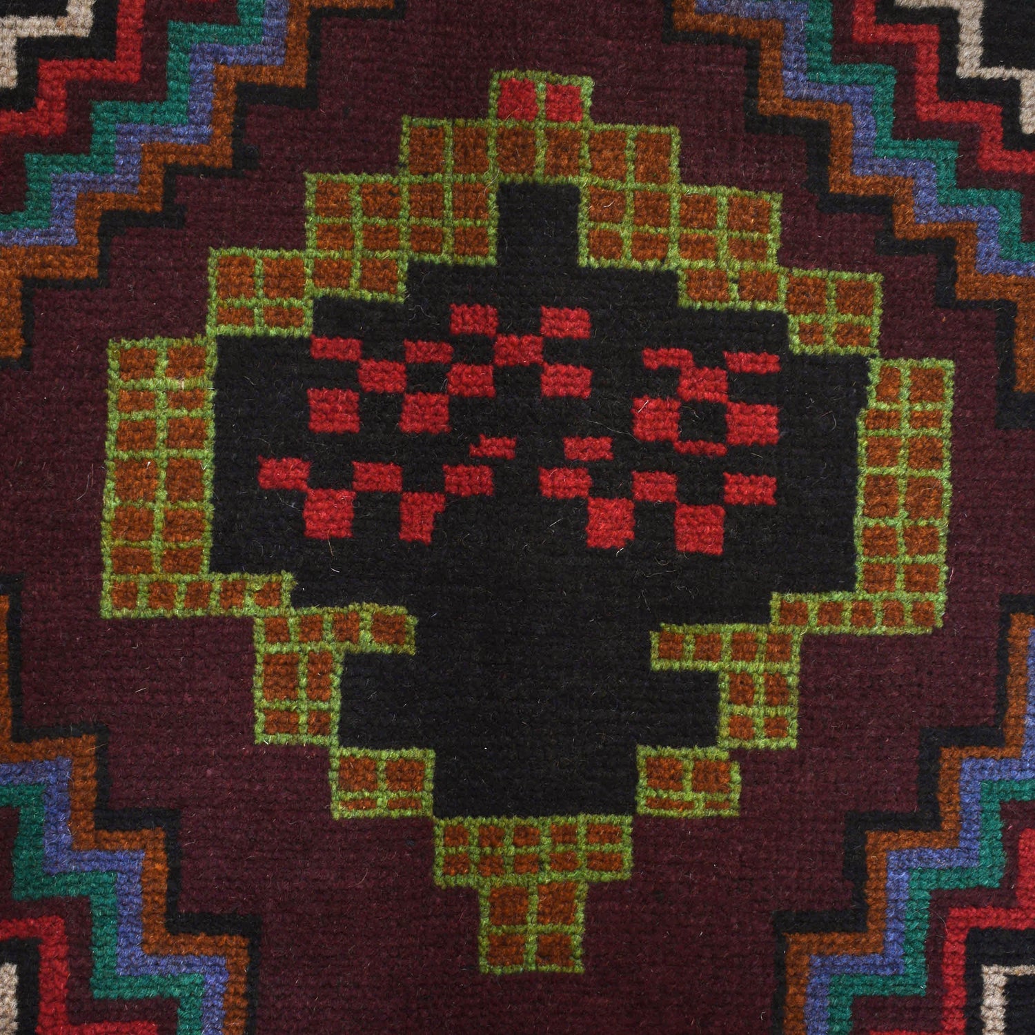 Baluchi Rug Handmade Black Geometric 4x6 ft