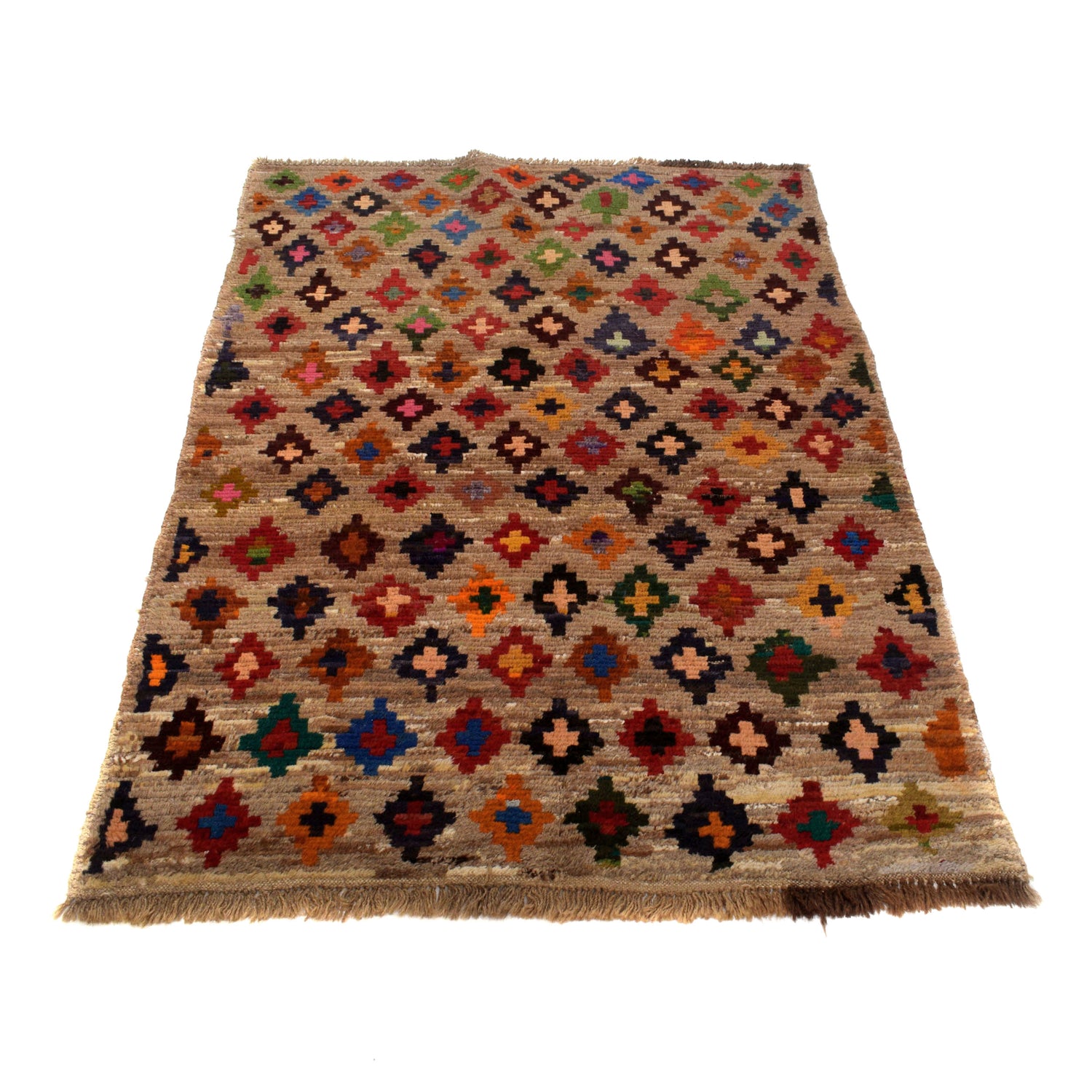 Baluchi Rug Handmade Tan Floral 4x6 ft