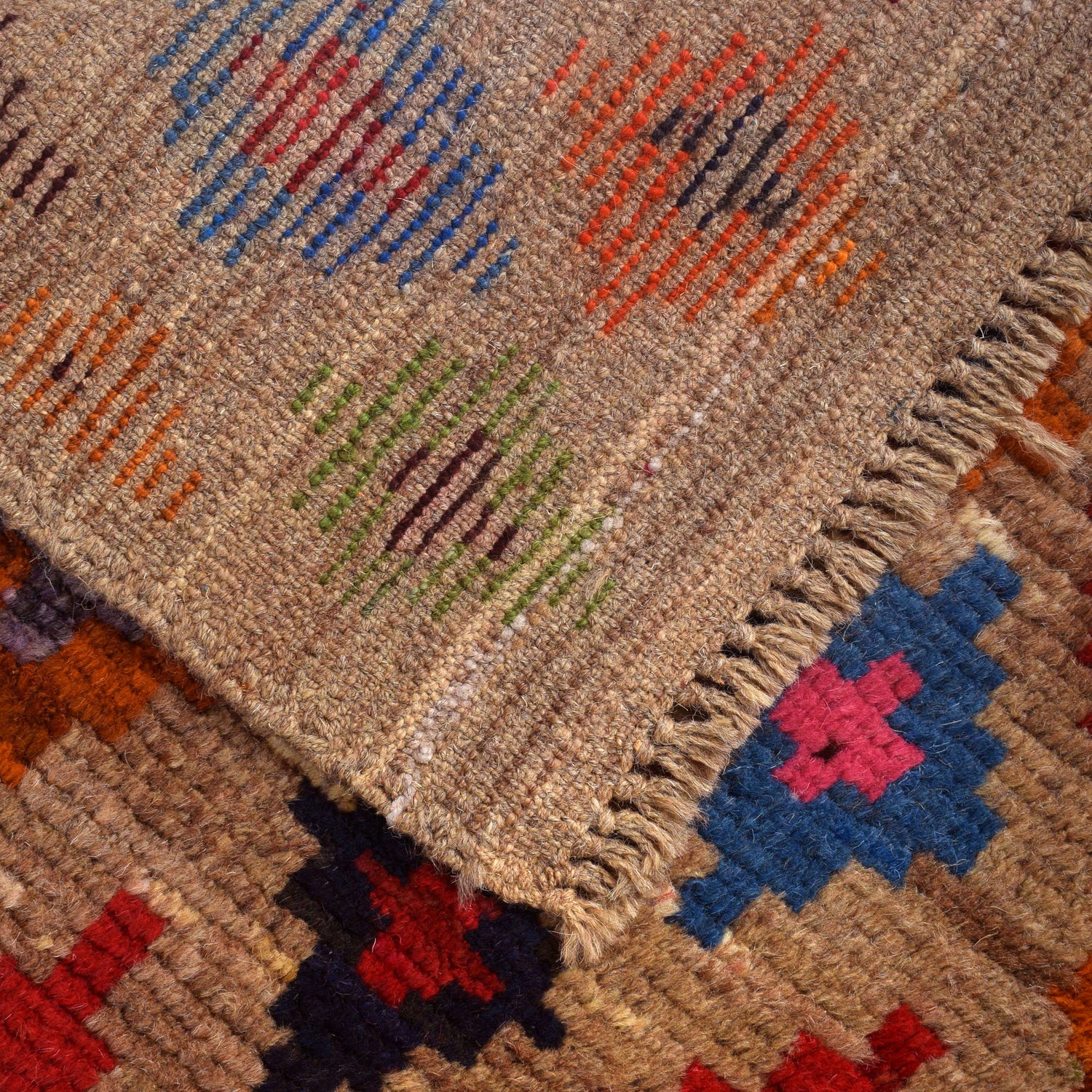 Baluchi Rug Handmade Tan Floral 4x6 ft